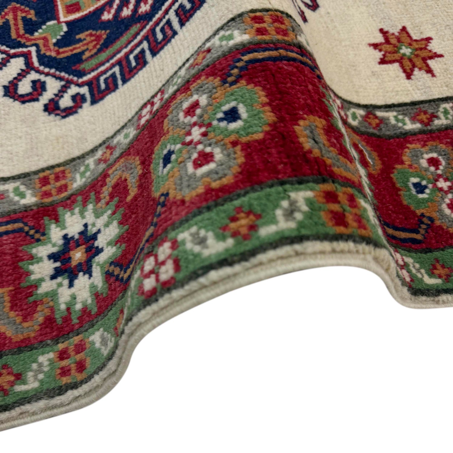 Kazak Rug Handmade Beige Medallion 2x4 ft