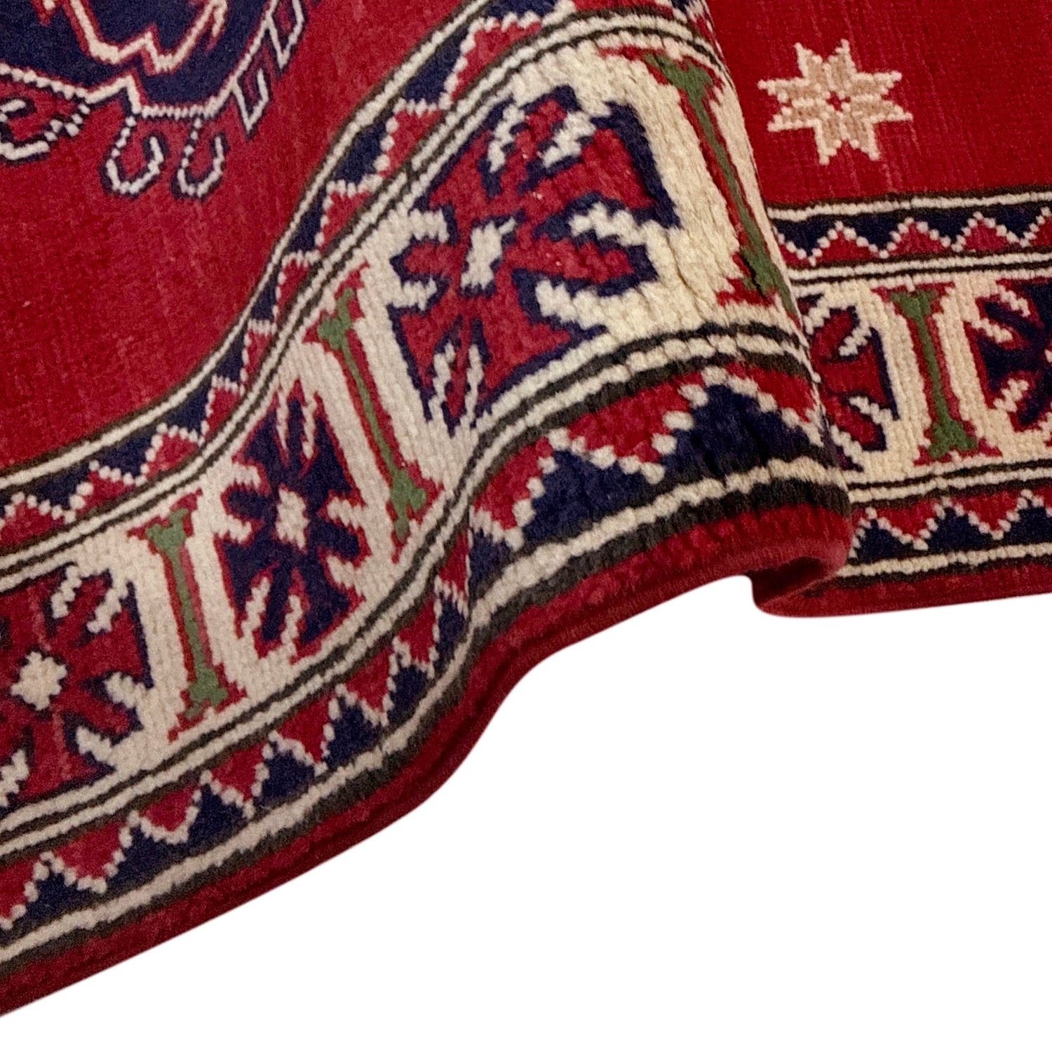 Kazak Rug Handmade Red Medallion 2x4 ft