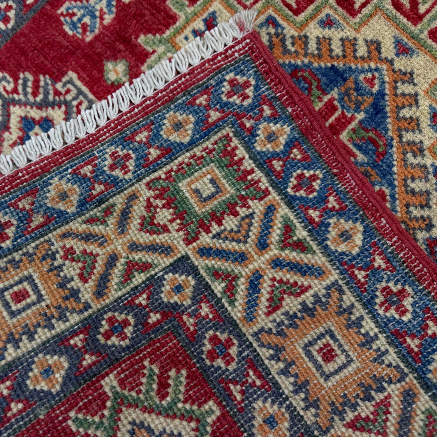 Kazak Rug Handmade Red Medallion 2x4 ft