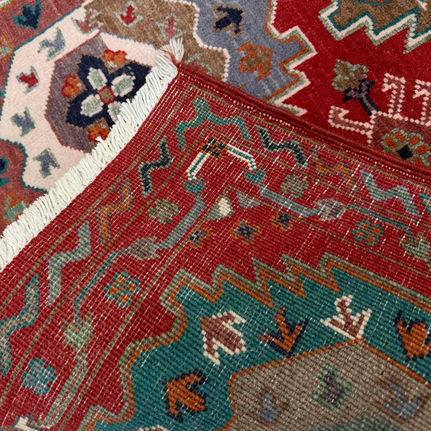 Waziri Area Rug Handmade Red Medallion 2x4 ft