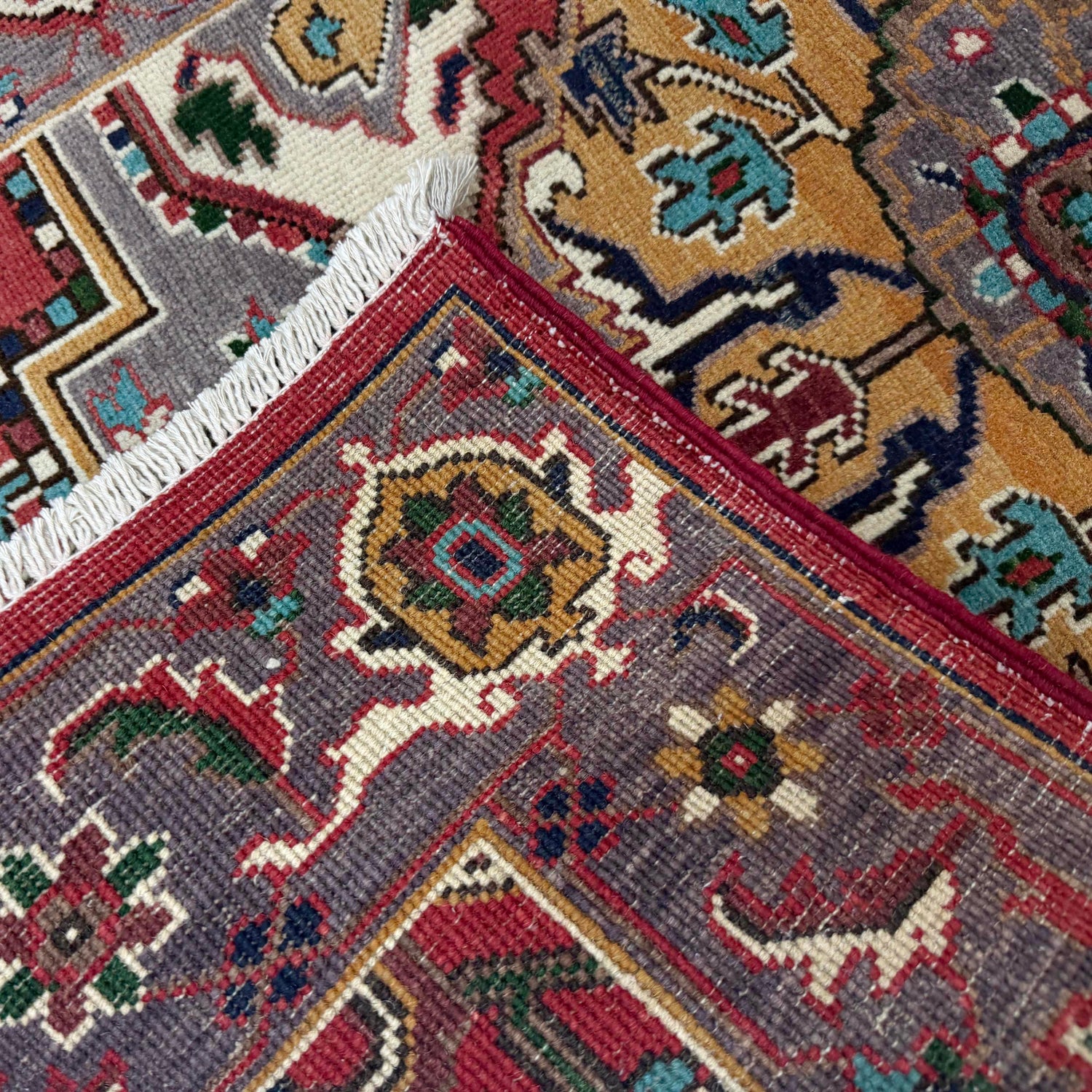 Heriz Area Rug Handmade Multi Medallion 2x4 ft