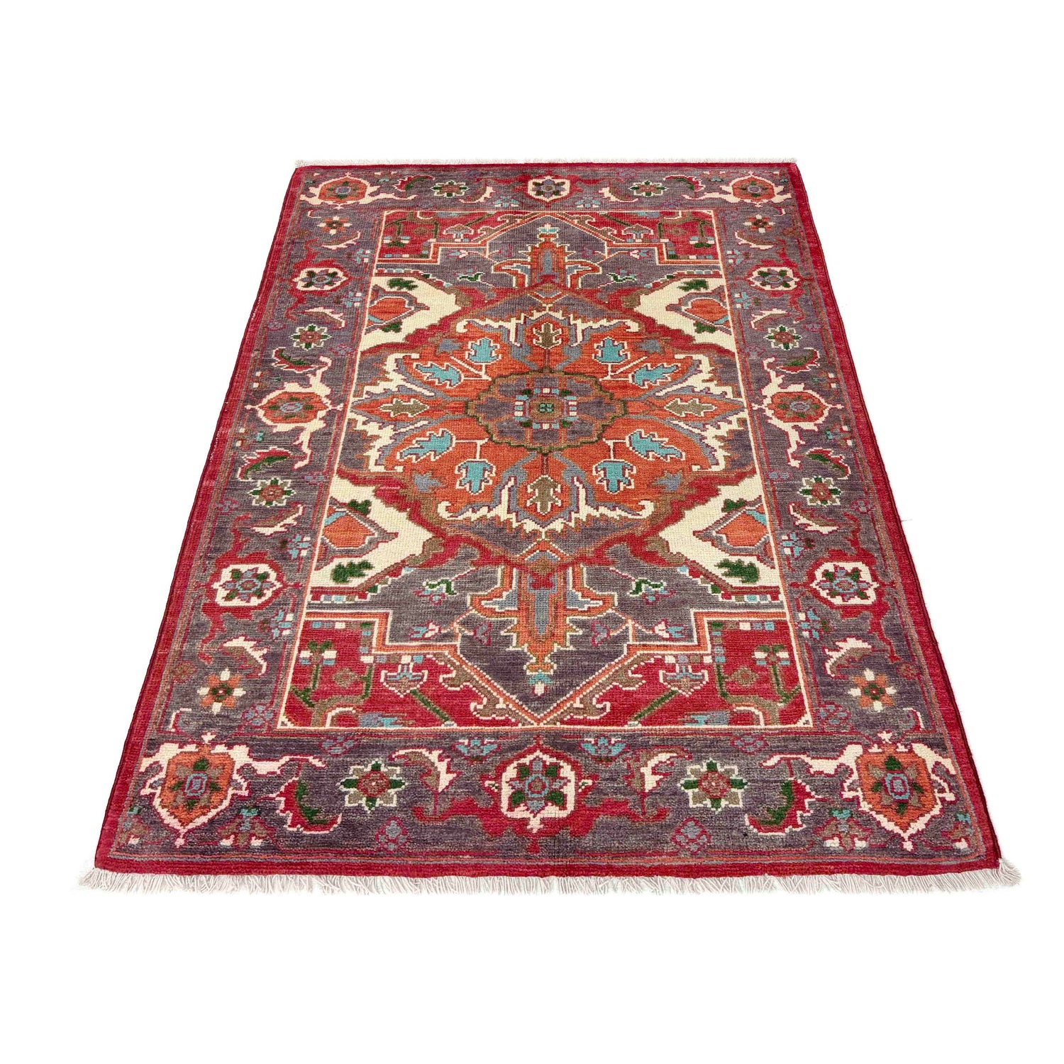 Heriz Area Rug Handmade Multi Medallion 2x4 ft