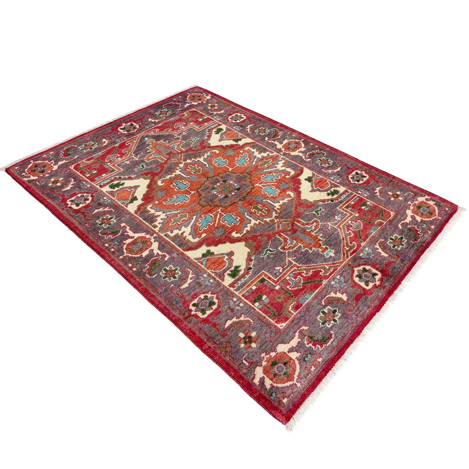 Heriz Area Rug Handmade Multi Medallion 2x4 ft