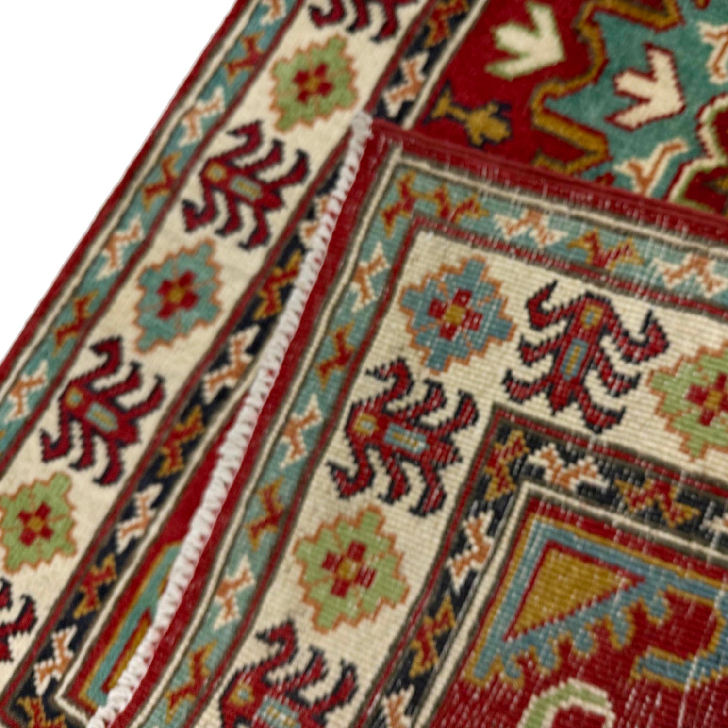 Kazak Rug Handmade Red Medallion 2x4 ft