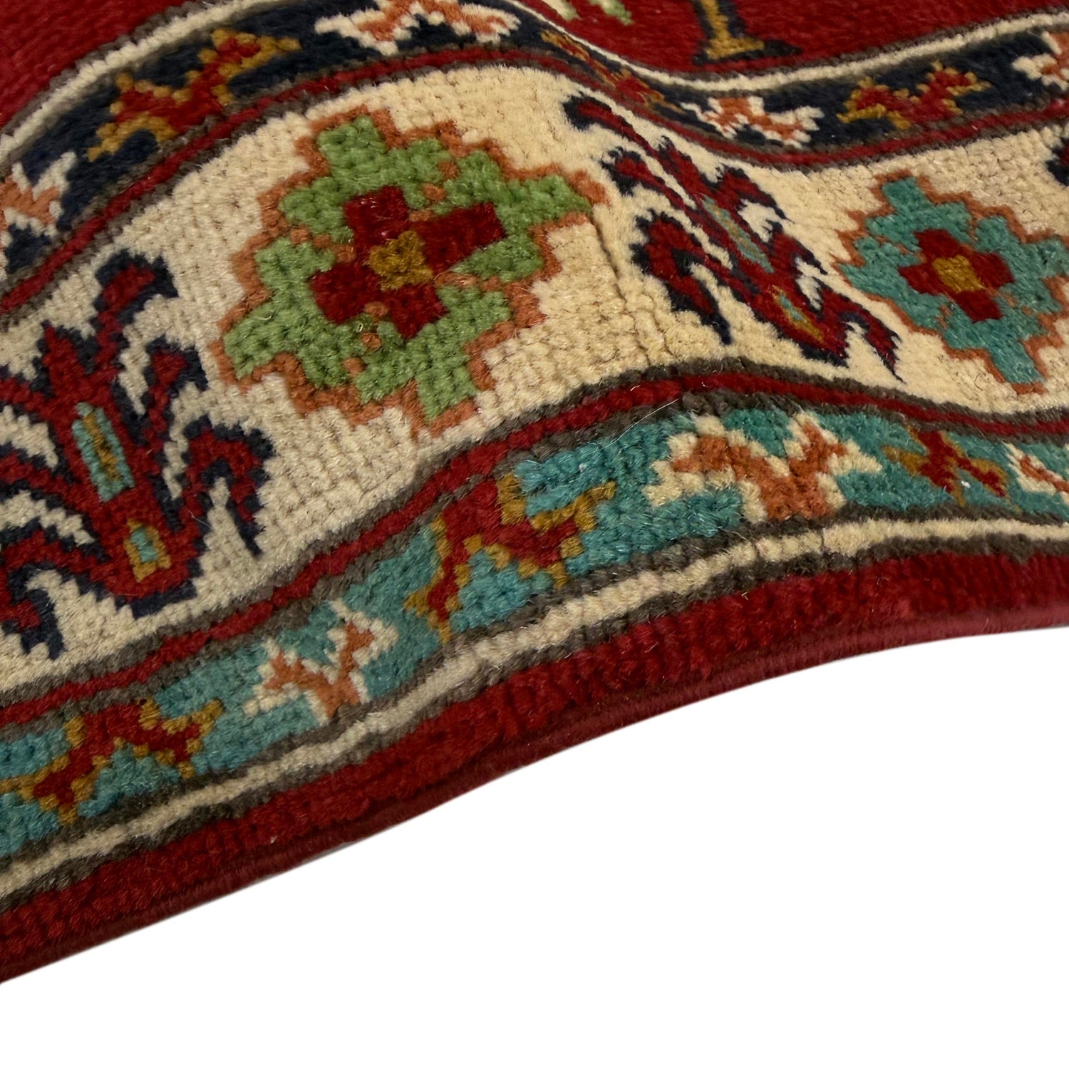 Kazak Rug Handmade Red Medallion 2x4 ft