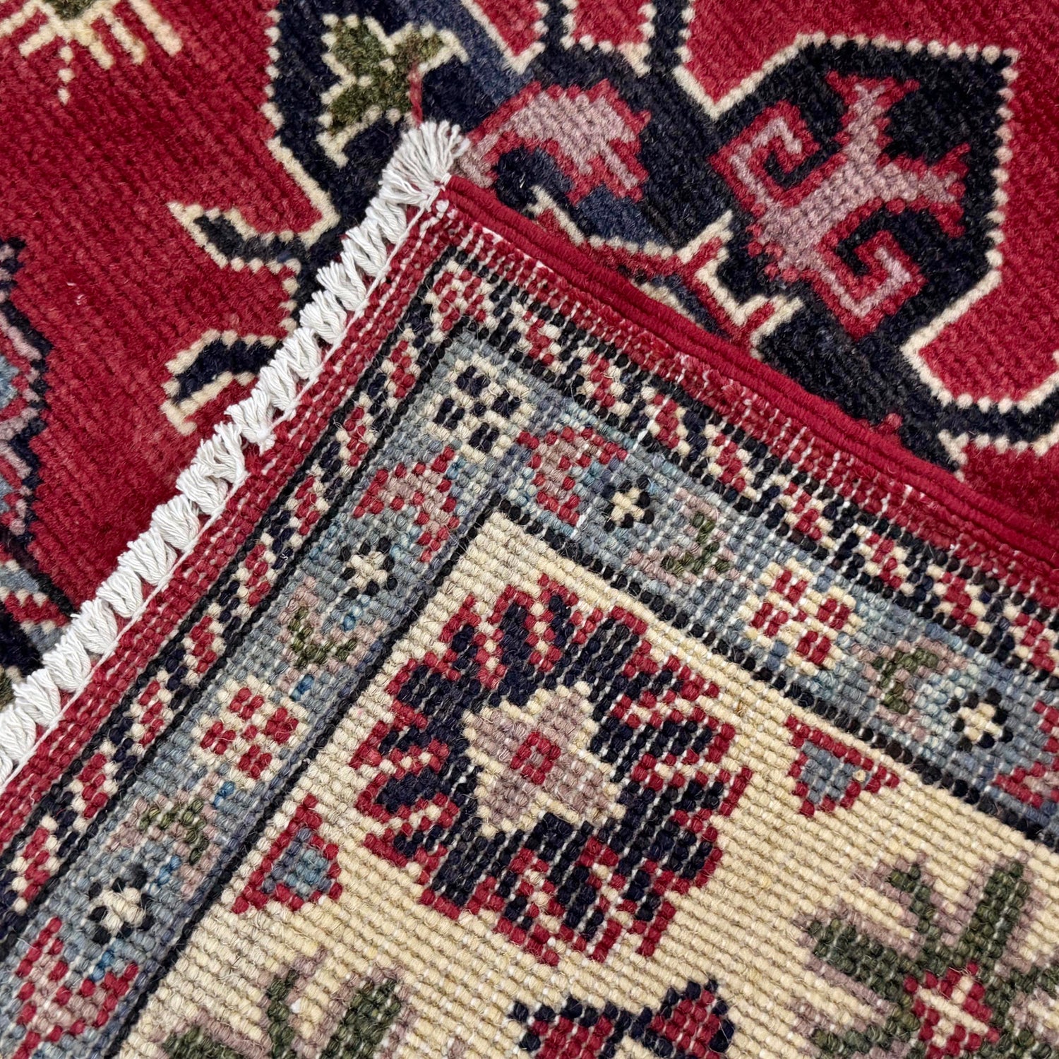 Kazak Rug Handmade Red Medallion 2x4 ft