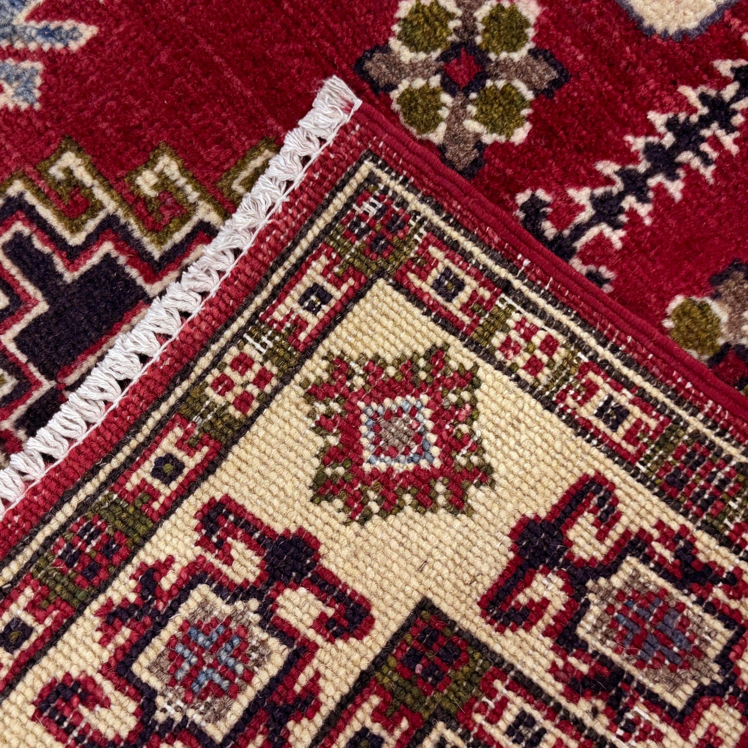 Kazak Rug Handmade Red Medallion 2x4 ft