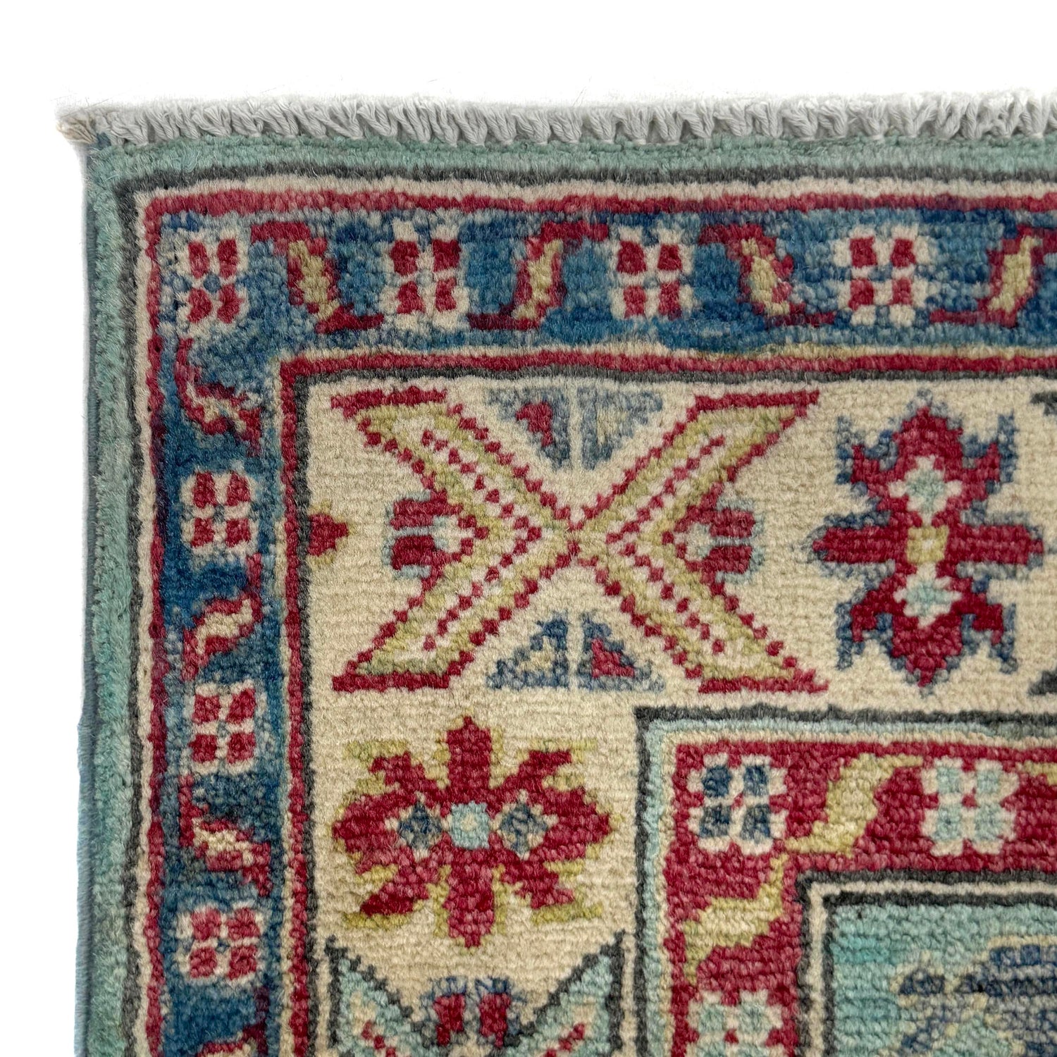 Kazak Rug Handmade Blue Medallion 2x4 ft