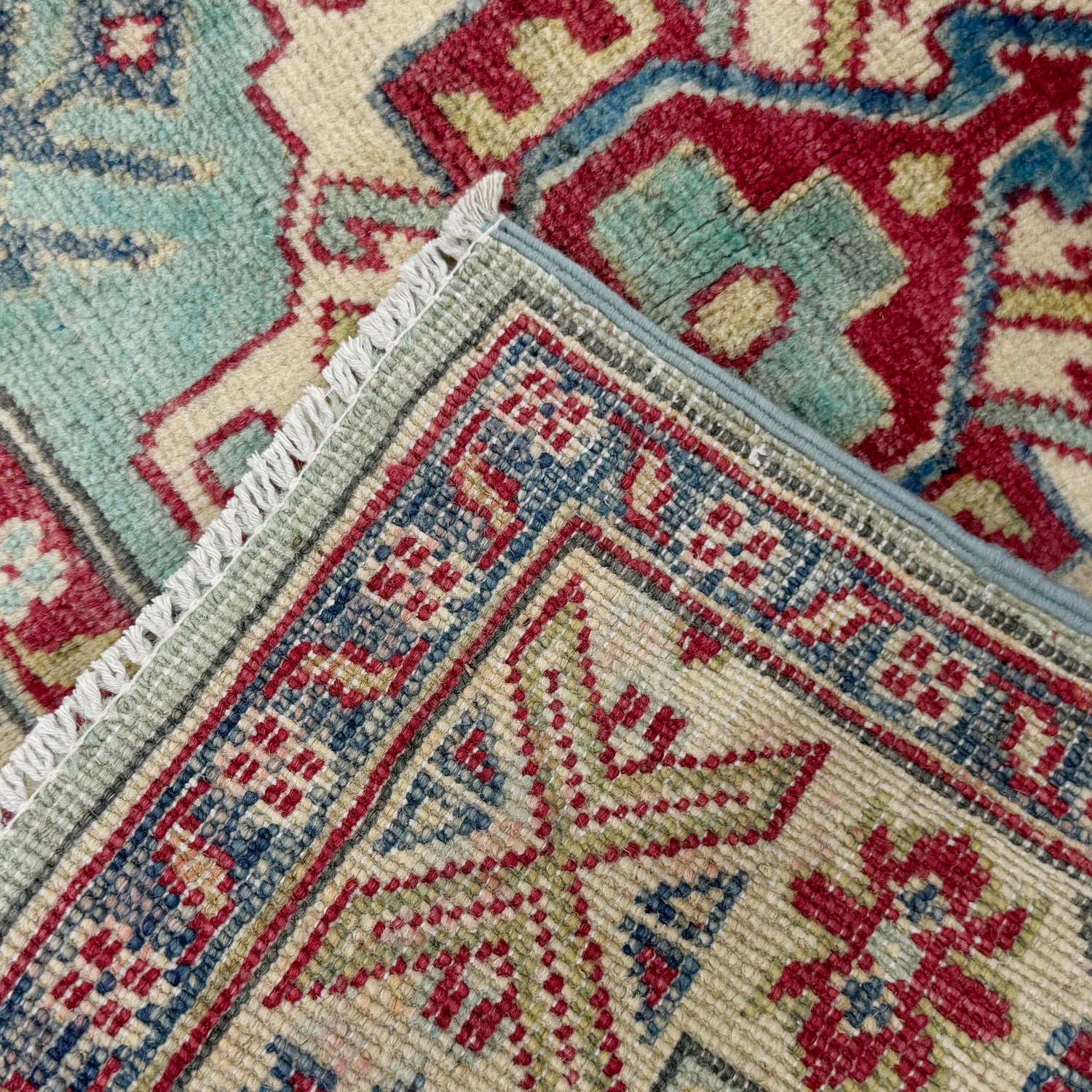 Kazak Rug Handmade Blue Medallion 2x4 ft
