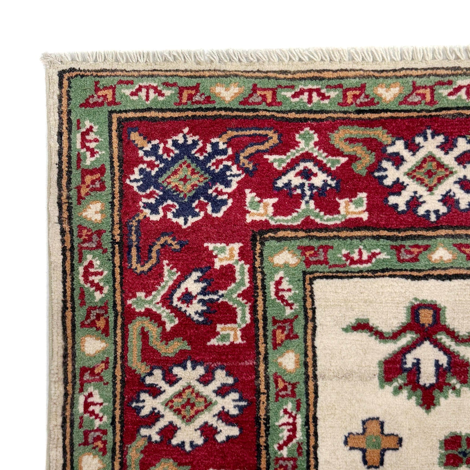Kazak Rug Handmade Beige Medallion 2x4 ft