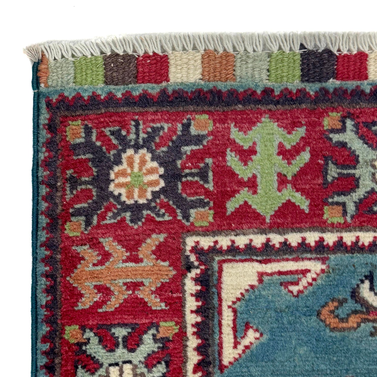 Kazak Rug Handmade Blue Medallion 3x5 ft