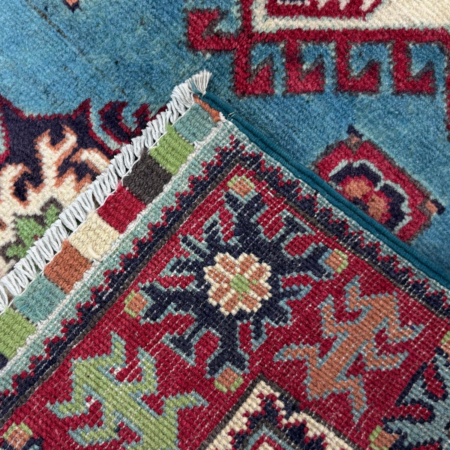 Kazak Rug Handmade Blue Medallion 3x5 ft