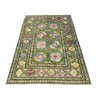 Waziri Area Rug Handmade Green Medallion 4x6 ft
