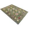 Waziri Area Rug Handmade Green Medallion 4x6 ft