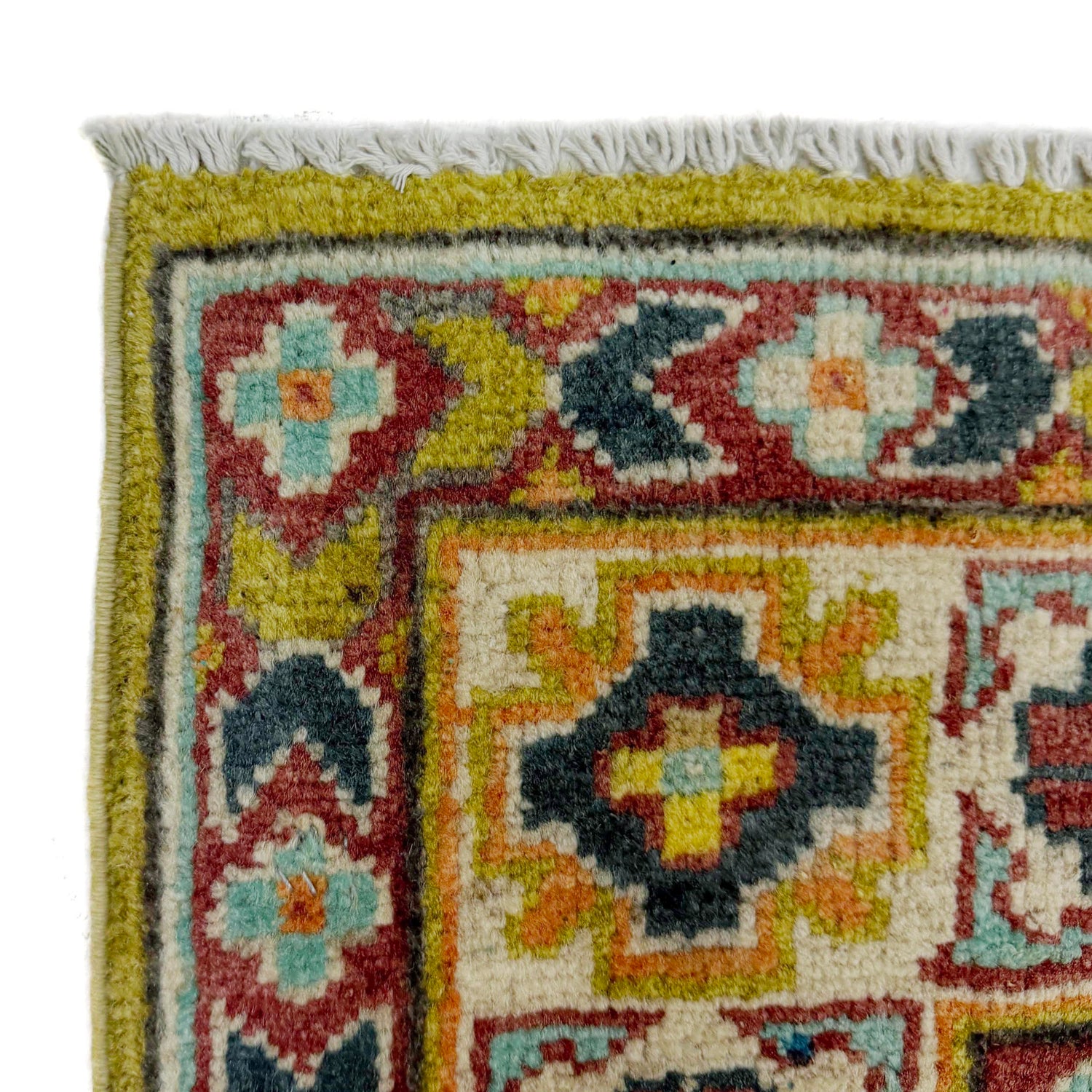 Kazak Rug Handmade Yellow Medallion 3x5 ft