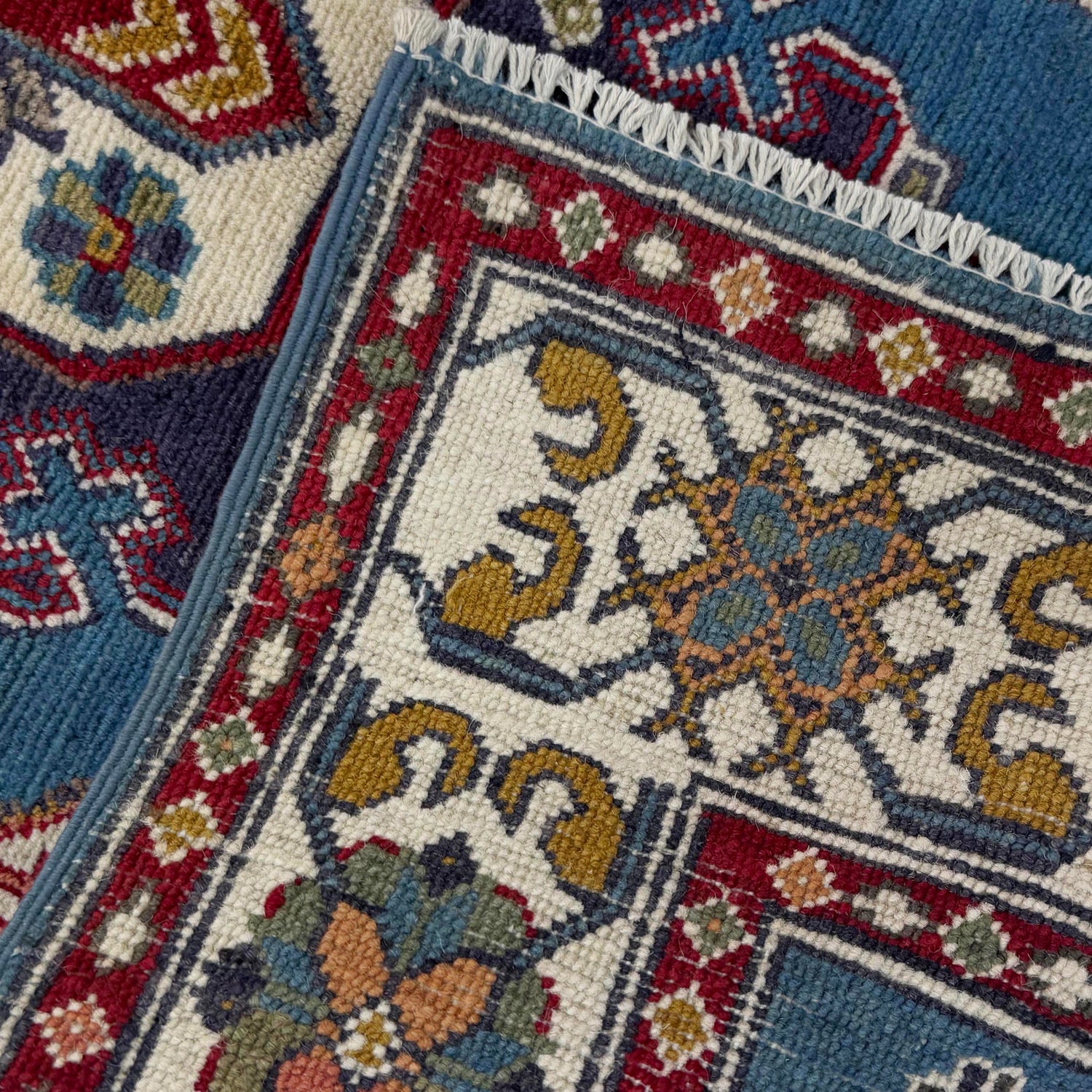 Kazak Rug Handmade Blue Medallion 3x5 ft