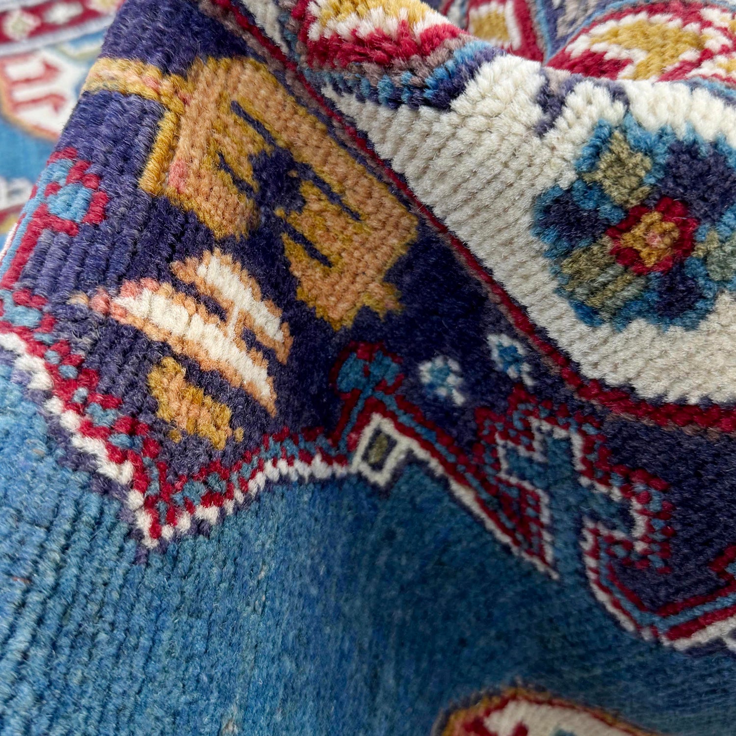 Kazak Rug Handmade Blue Medallion 3x5 ft
