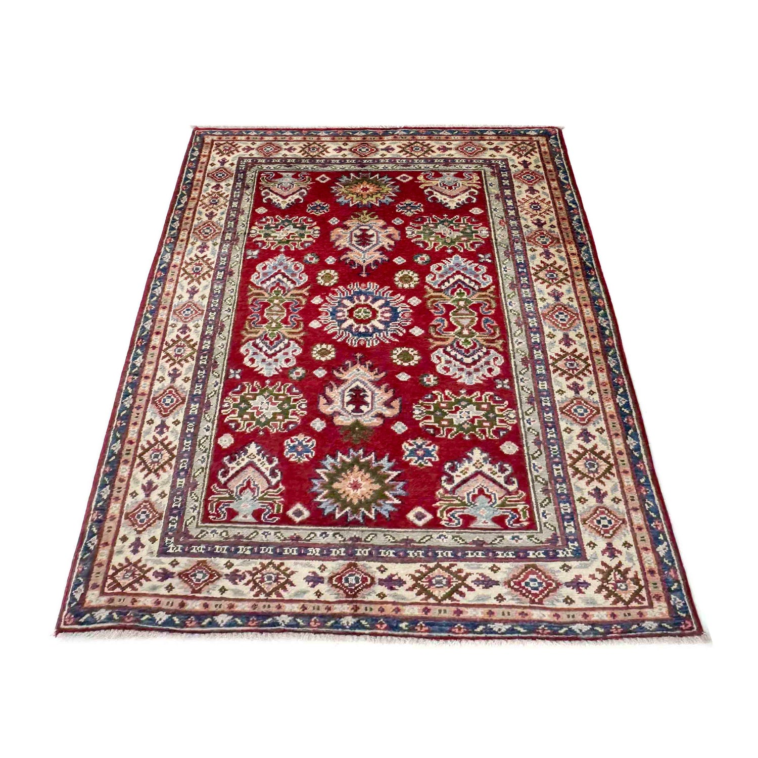 Kazak Rug Handmade Red Medallion 3x5 ft