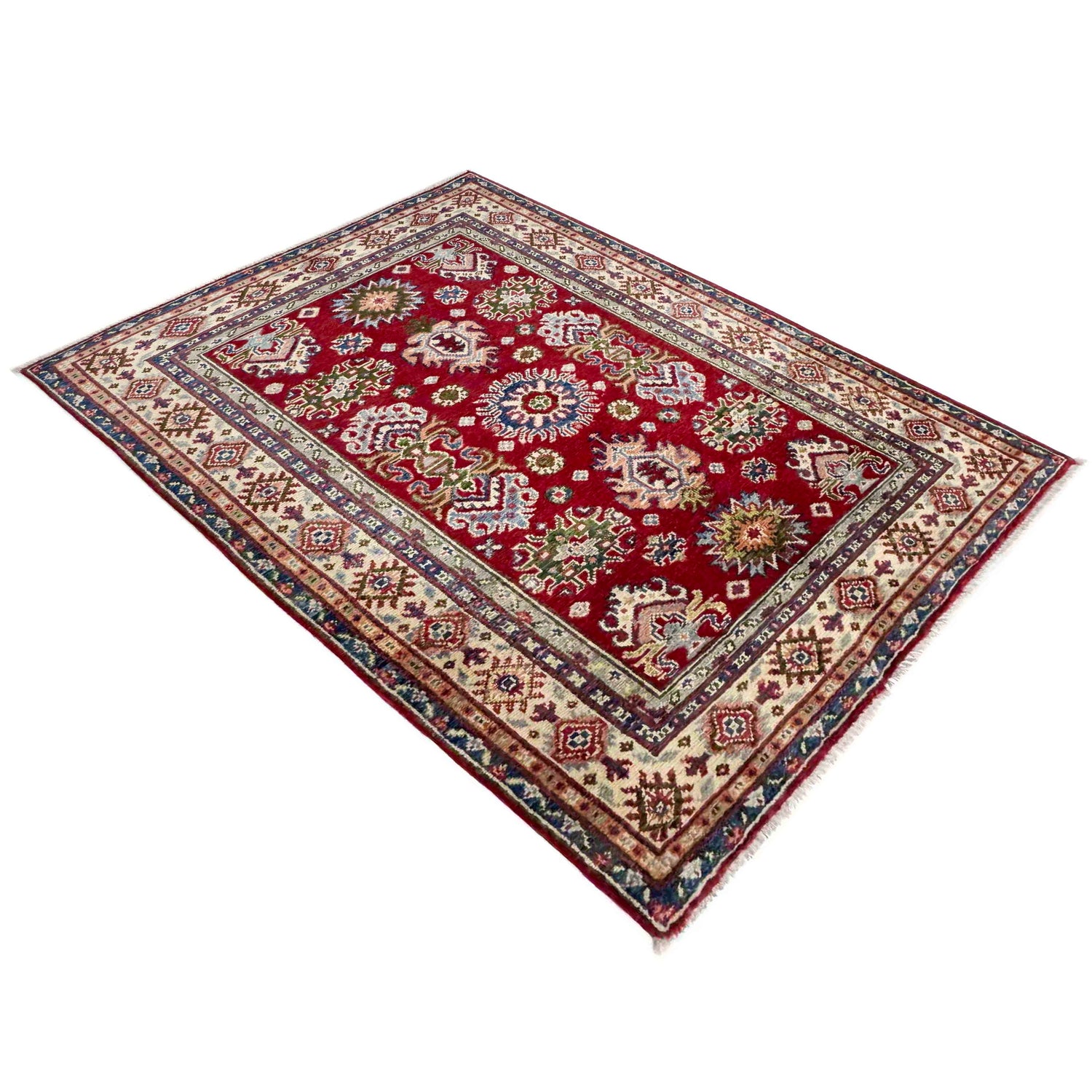 Kazak Rug Handmade Red Medallion 3x5 ft