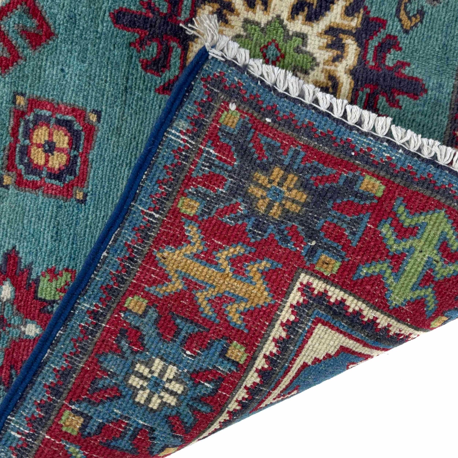 Kazak Rug Handmade Blue Medallion 3x5 ft