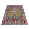 Kazak Rug Handmade Green Medallion 4x7 ft