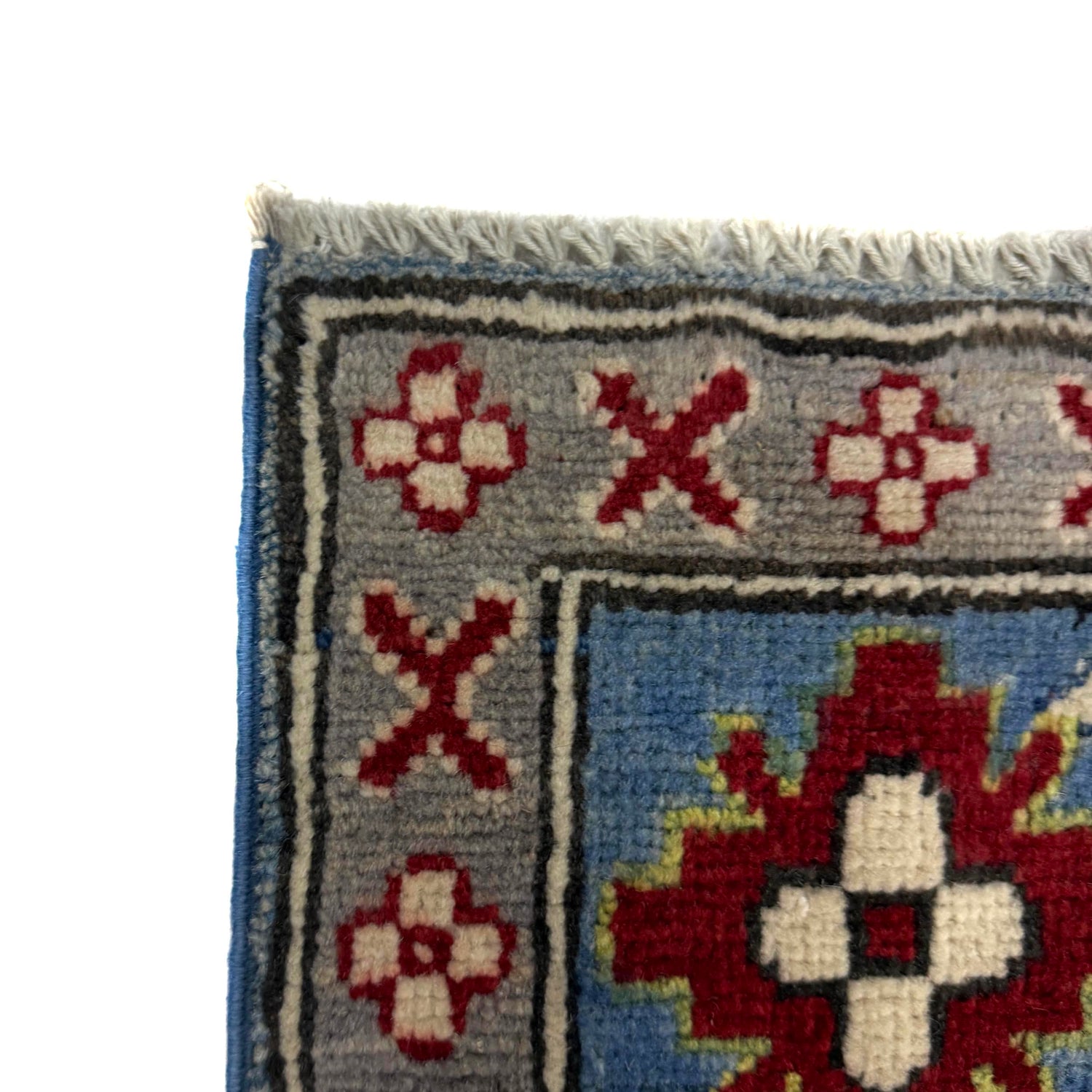 Kazak Rug Handmade Green Medallion 4x7 ft