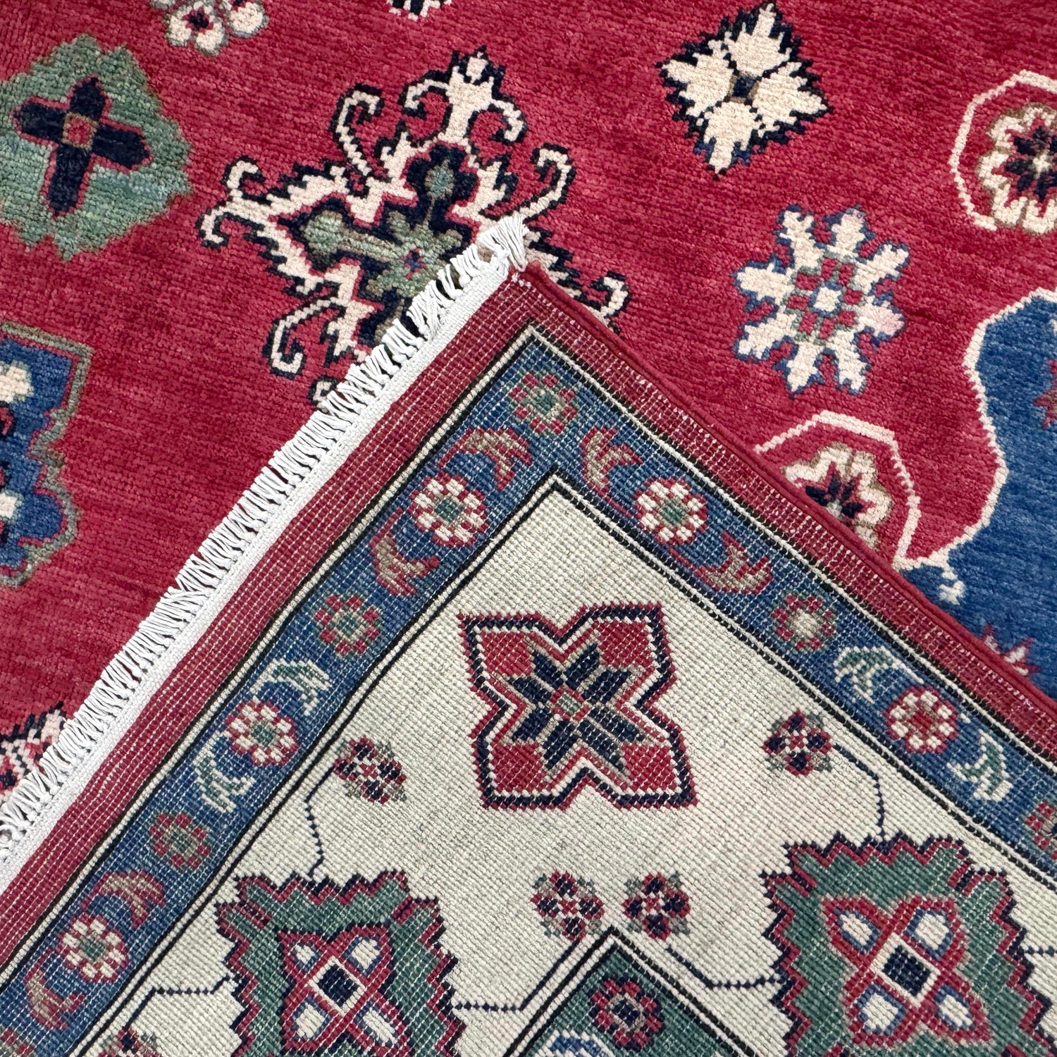 Kazak Rug Handmade Red Medallion 7x10 ft