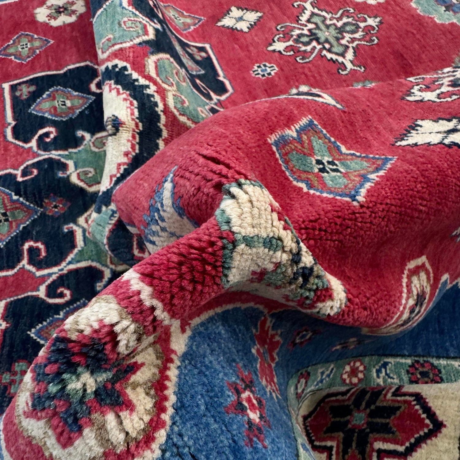 Kazak Rug Handmade Red Medallion 7x10 ft