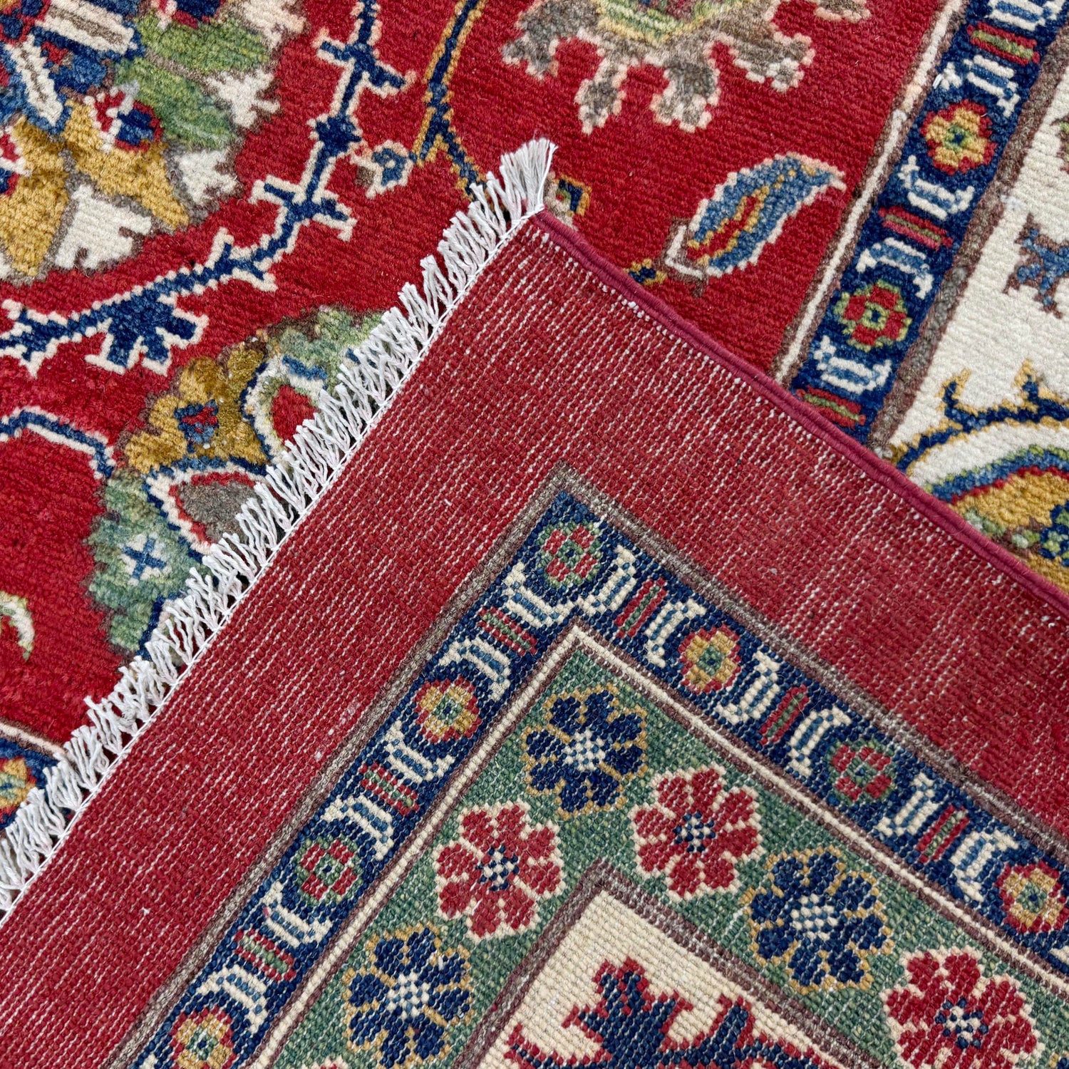 Kazak Rug Handmade Red Medallion 6x9 ft