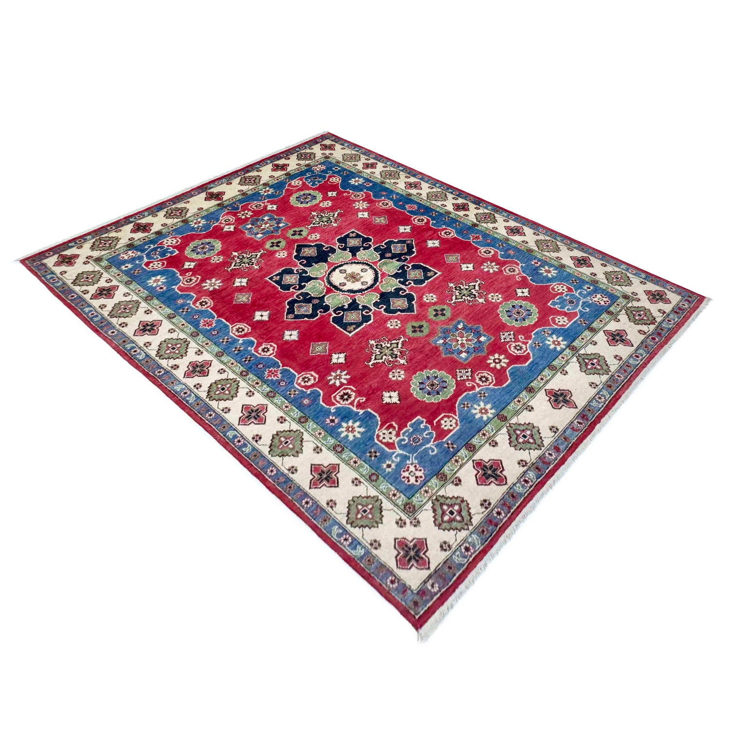 Kazak Rug Handmade Red Medallion 7x10 ft