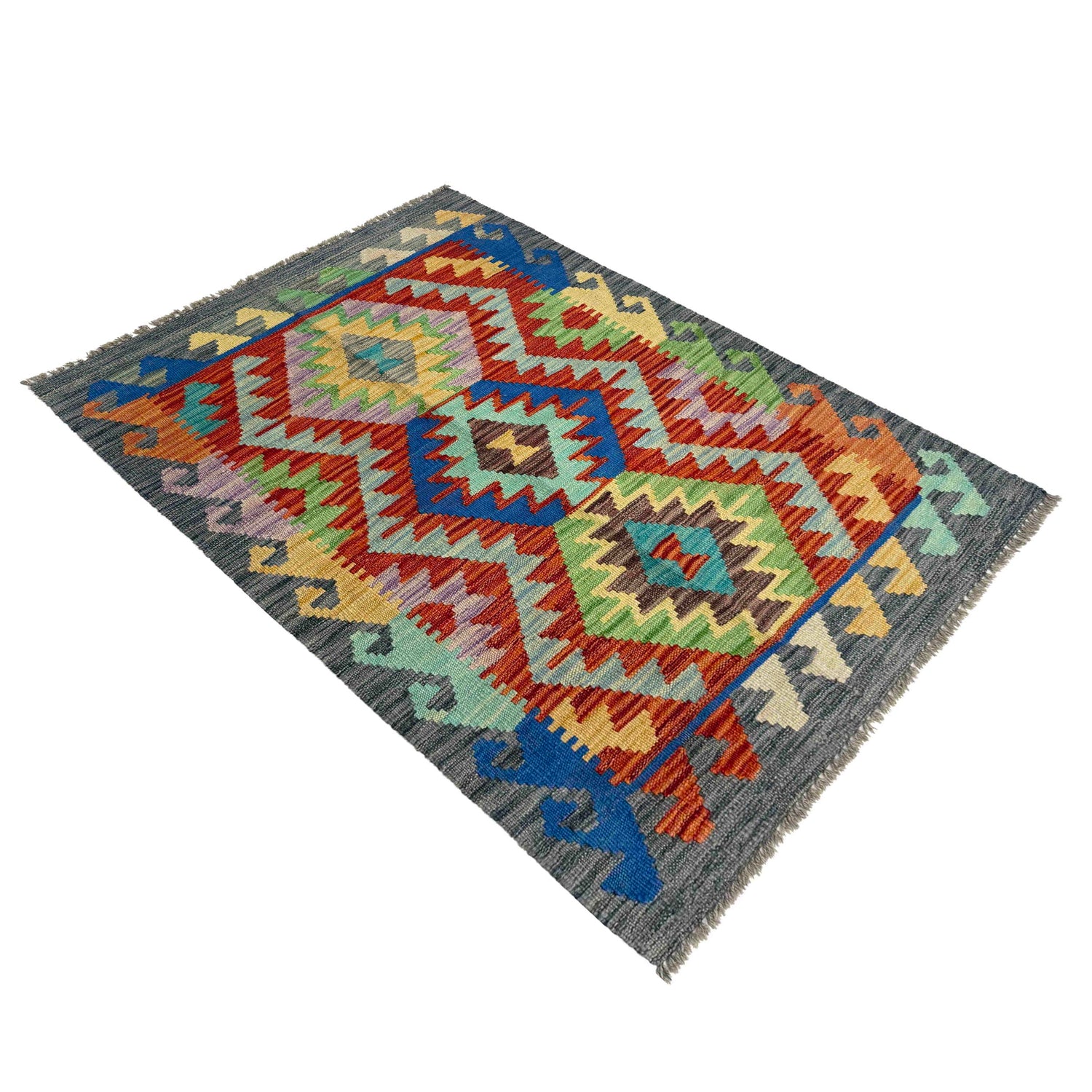 Handmade Multi Kilim Geometric 2x4 ft