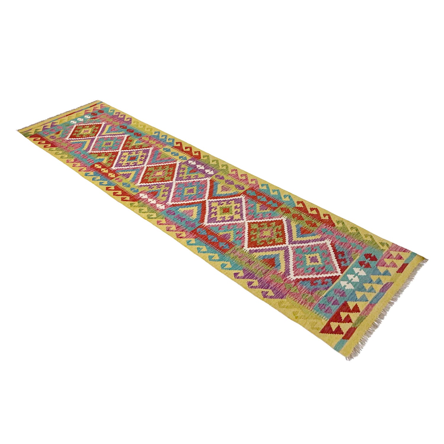 Handmade Multi Kilim Geometric 10' Runner
