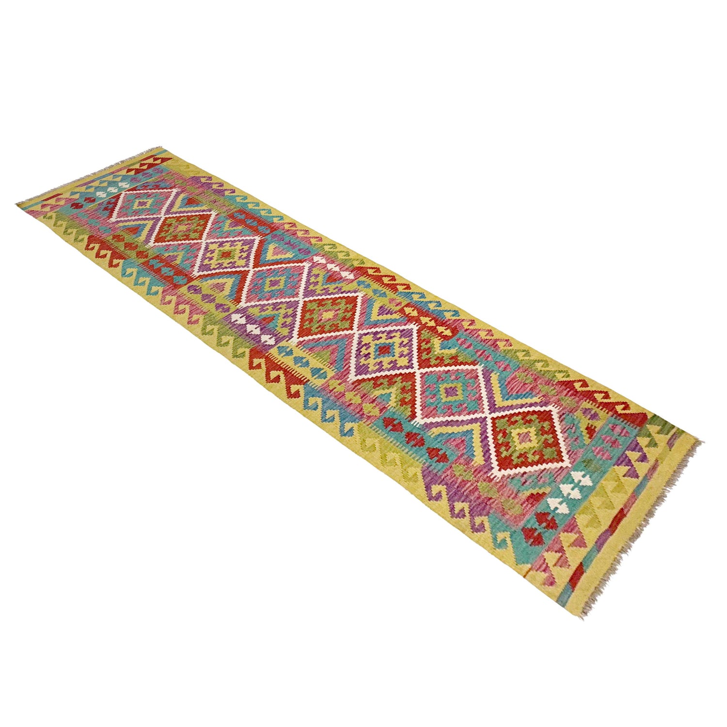 Handmade Multi Kilim Geometric 10' Runner