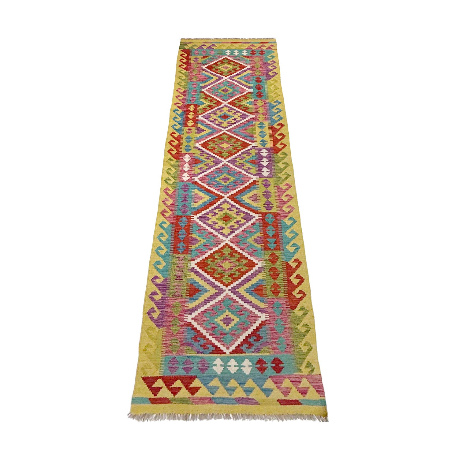 Handmade Multi Kilim Geometric 10' Runner