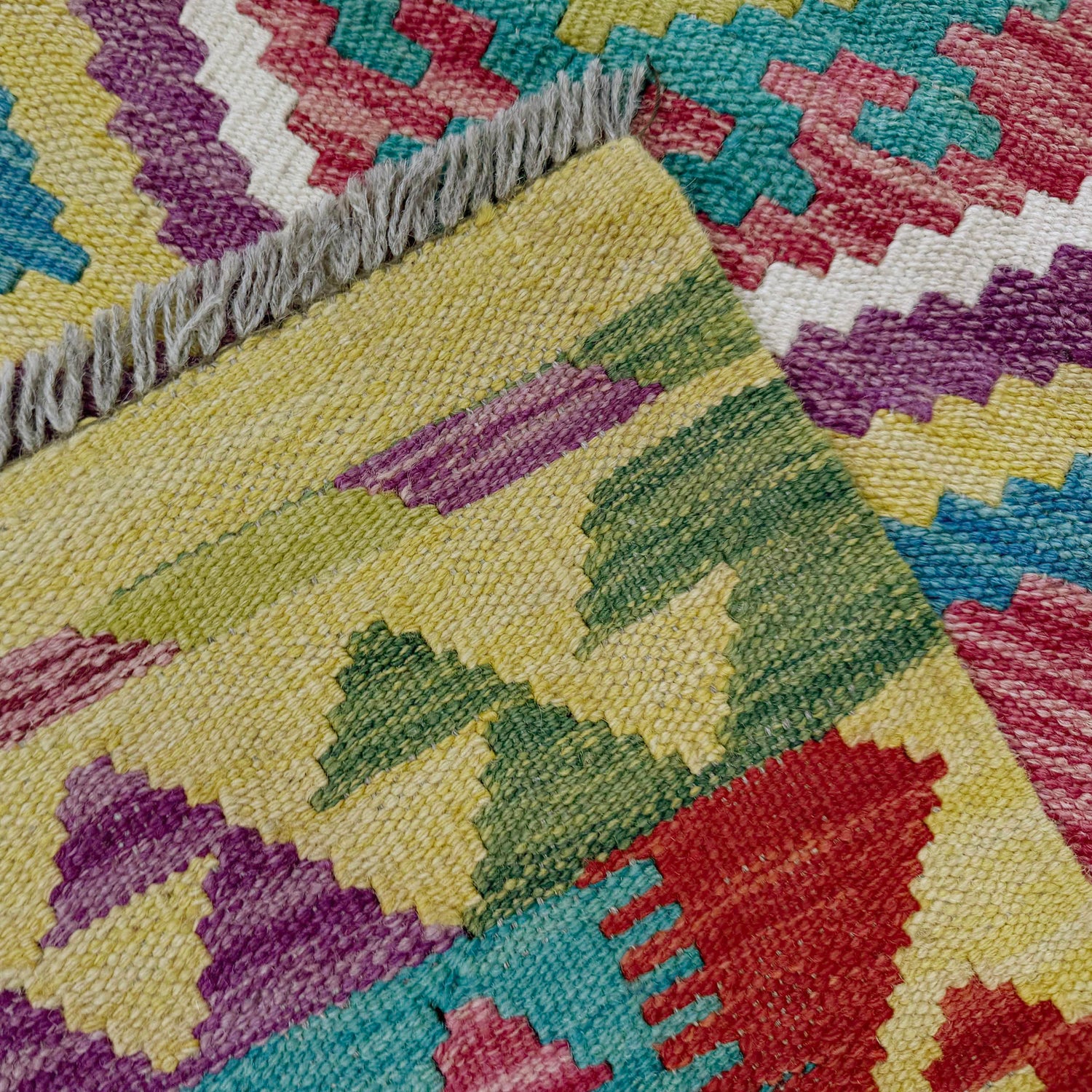Handmade Multi Kilim Geometric 10' Runner