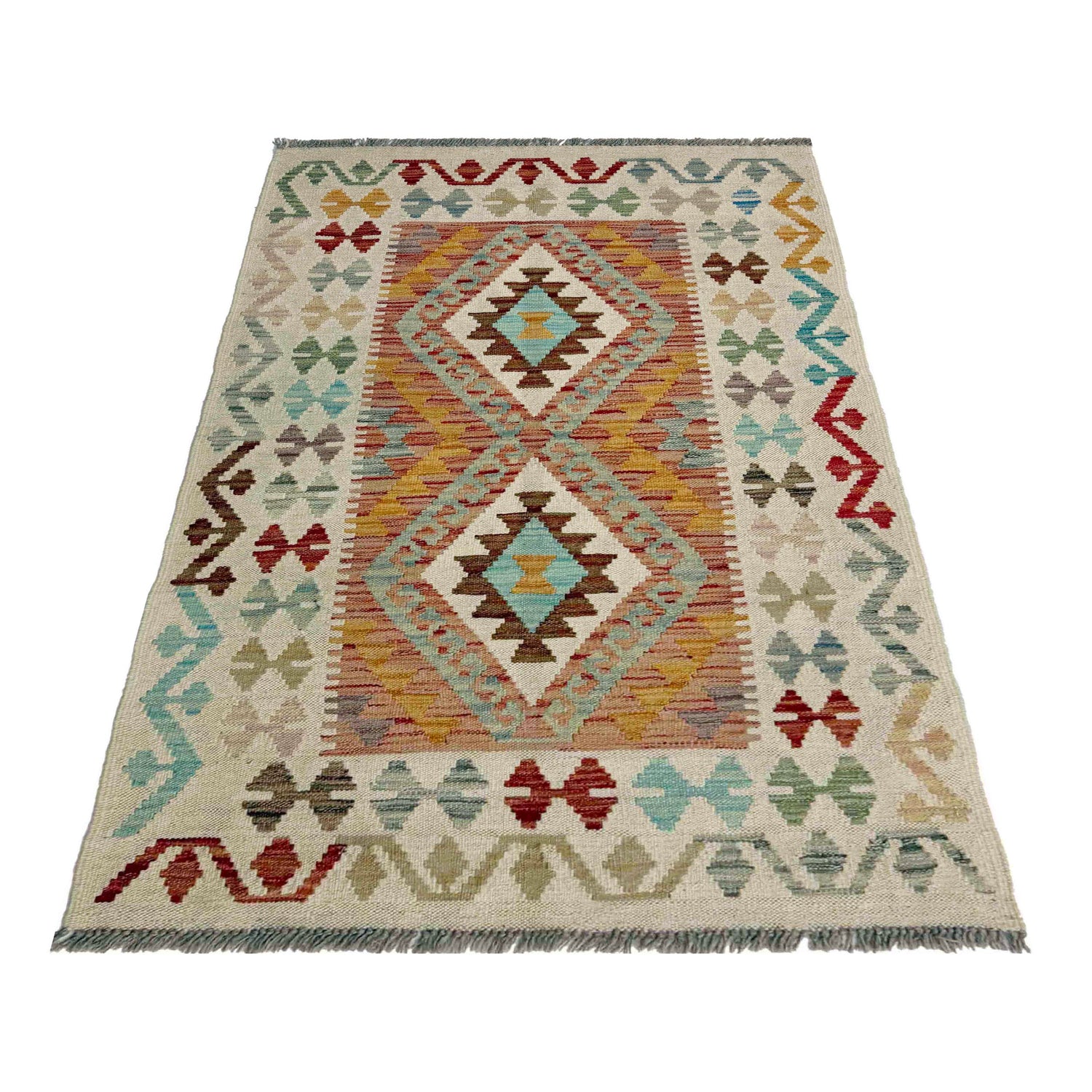 Handmade Multi Kilim Geometric 2x4 ft