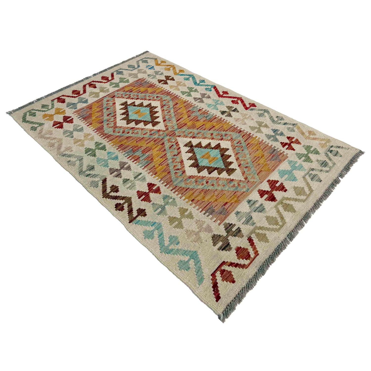 Handmade Multi Kilim Geometric 2x4 ft
