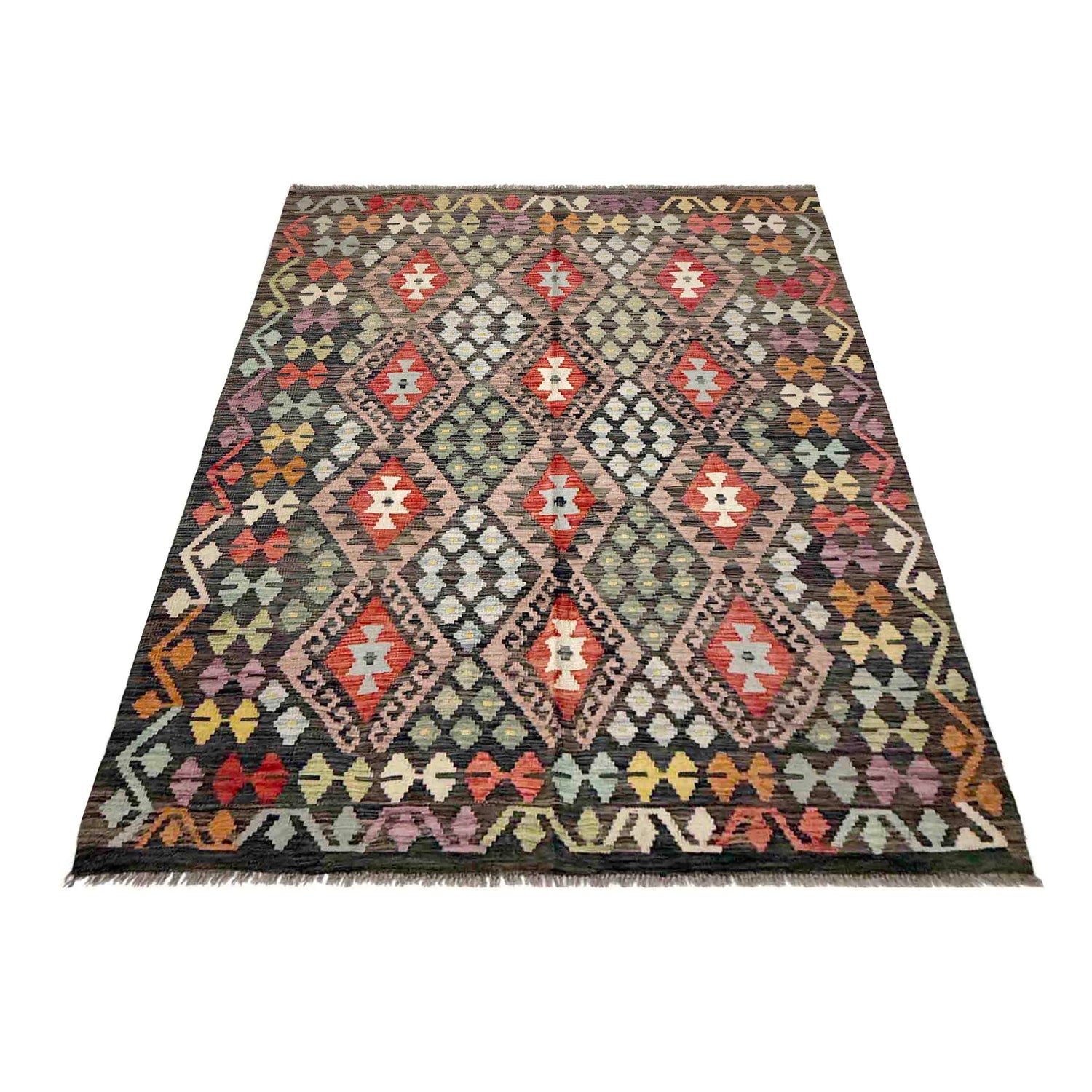 Handmade Multi Kilim Geometric 4x7 ft