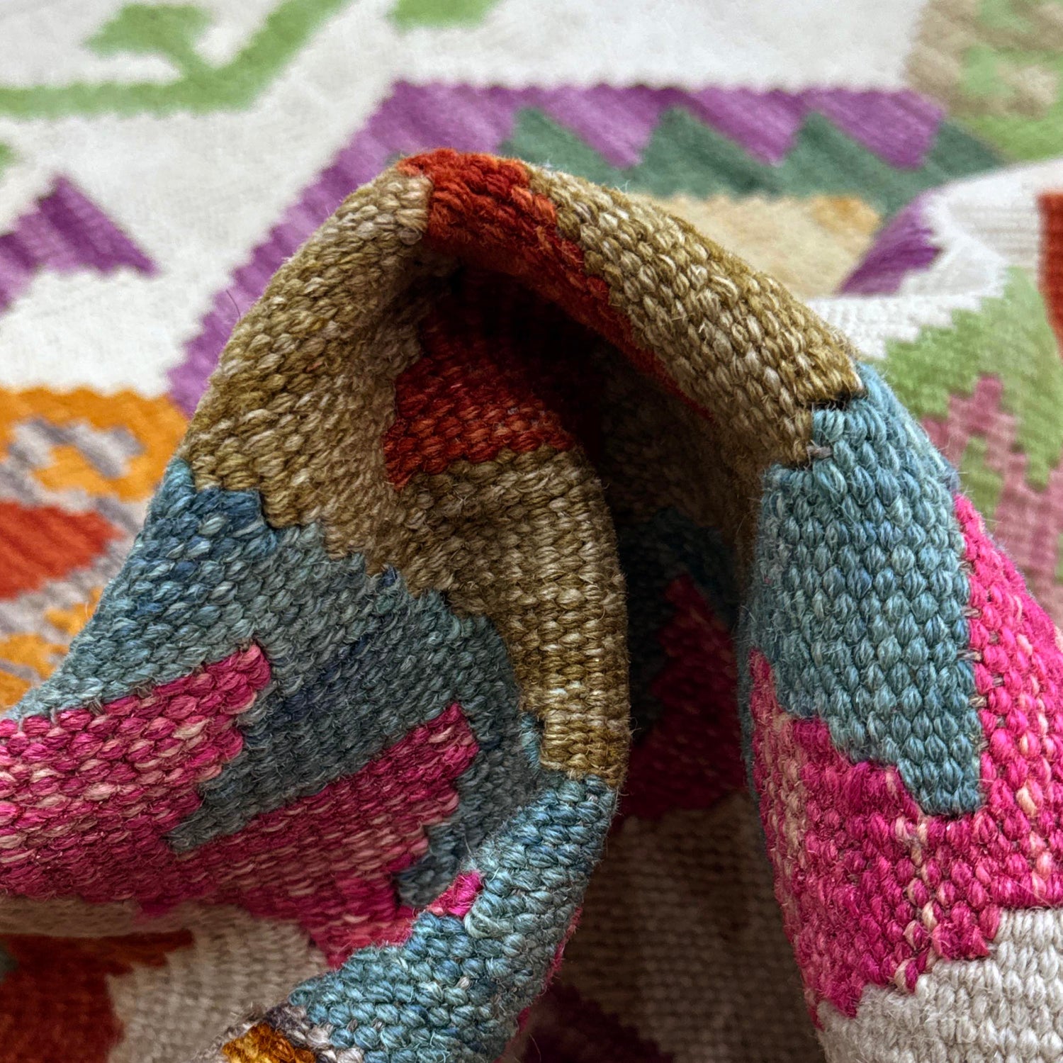 Handmade Multi Kilim Geometric 2x4 ft