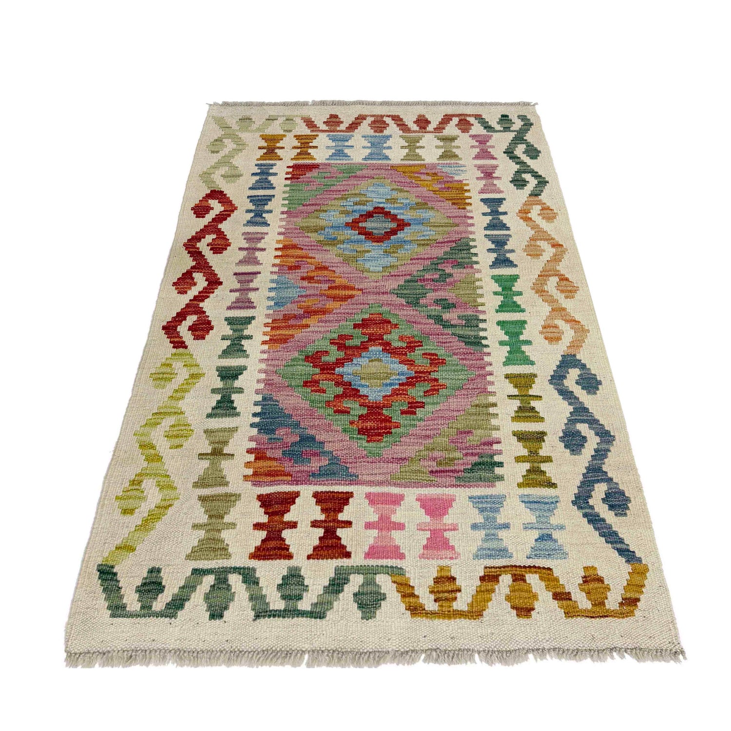 Handmade Multi Kilim Geometric 2x4 ft