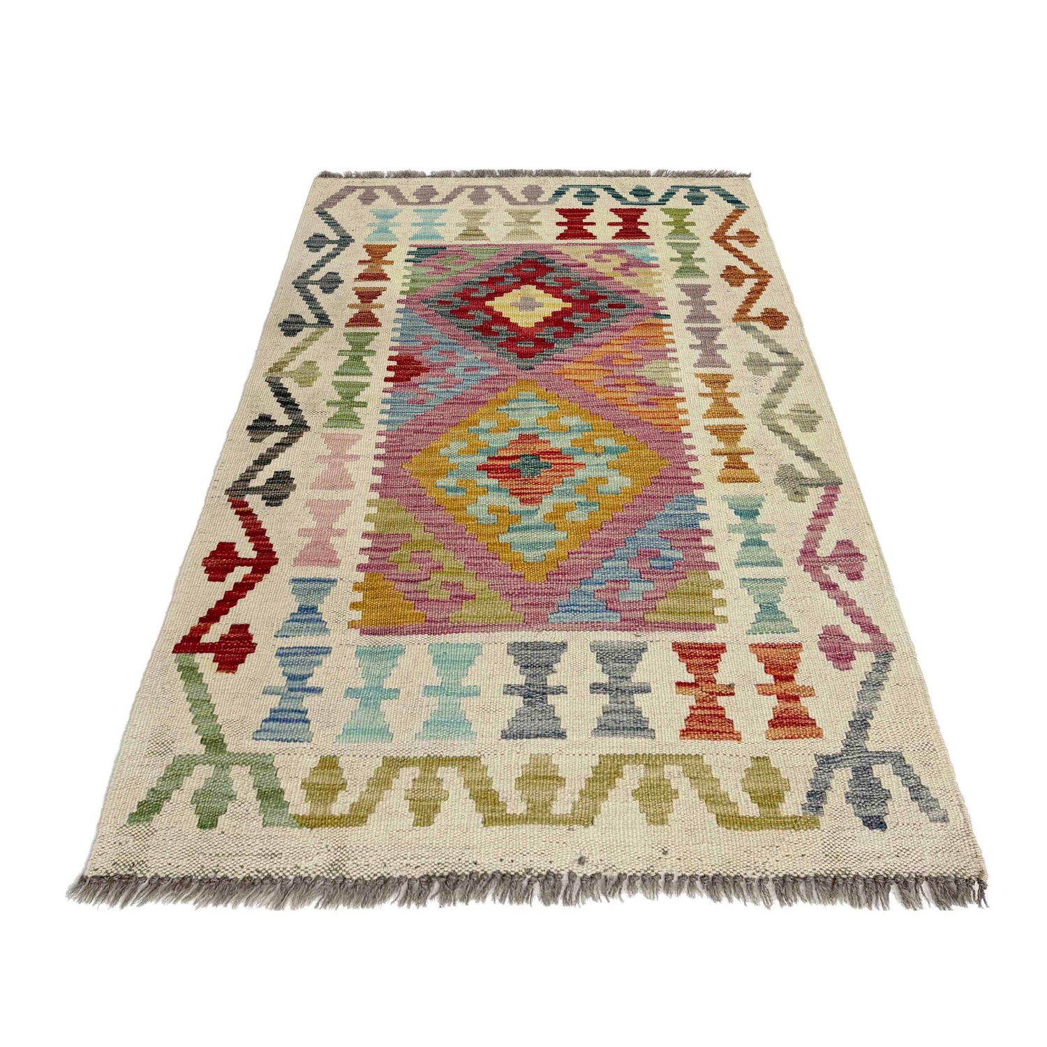 Handmade Multi Kilim Geometric 2x4 ft