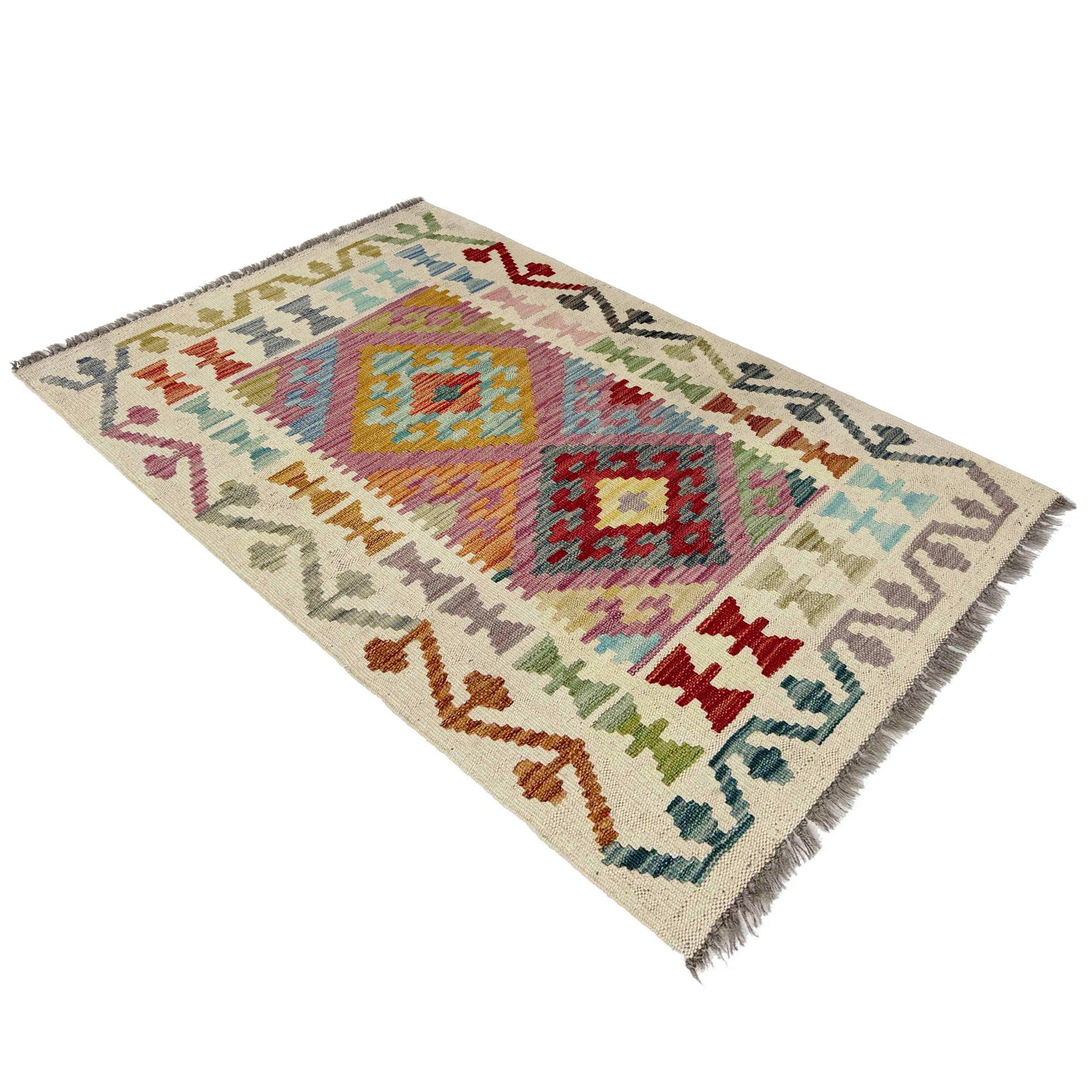 Handmade Multi Kilim Geometric 2x4 ft