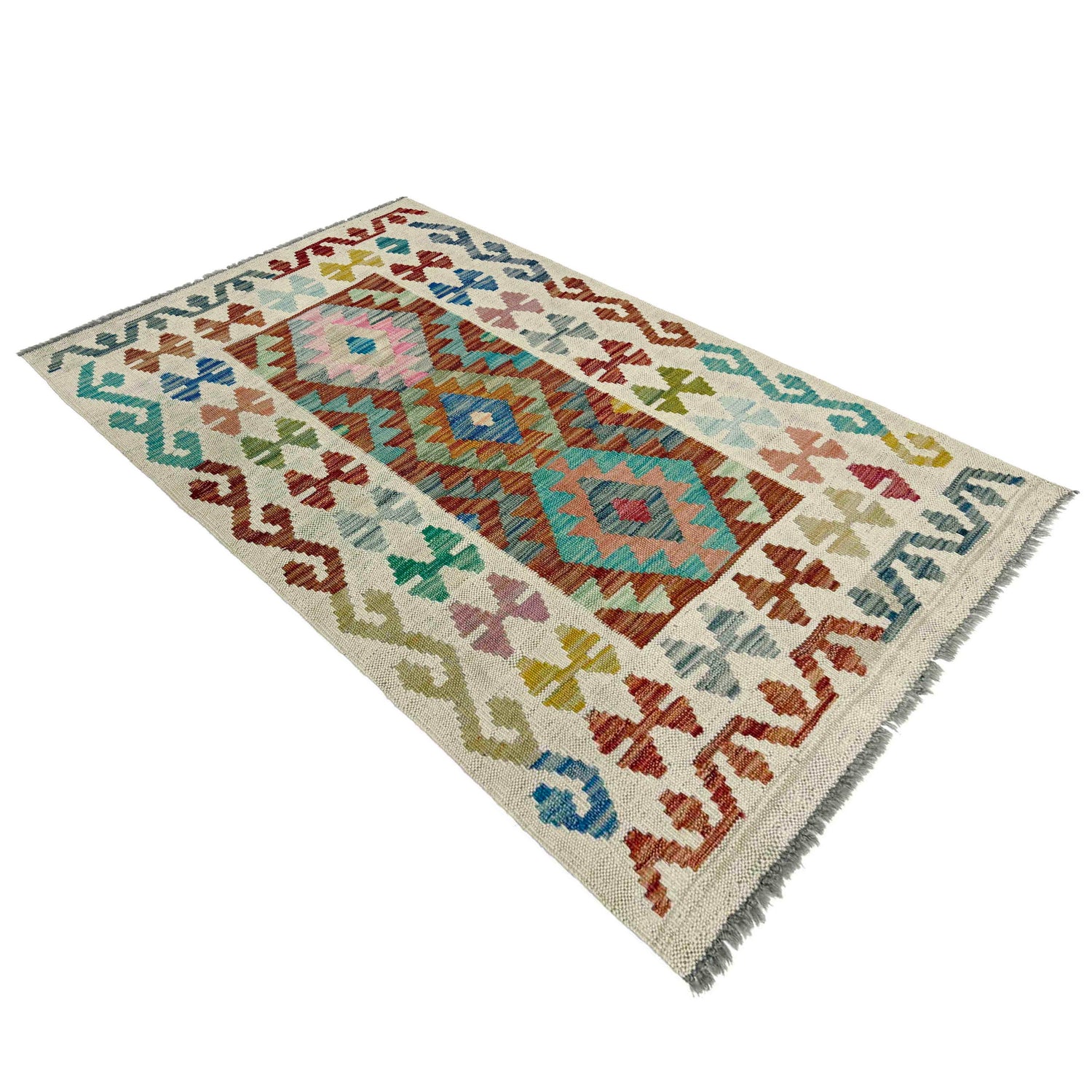 Handmade Multi Kilim Geometric 2x4 ft