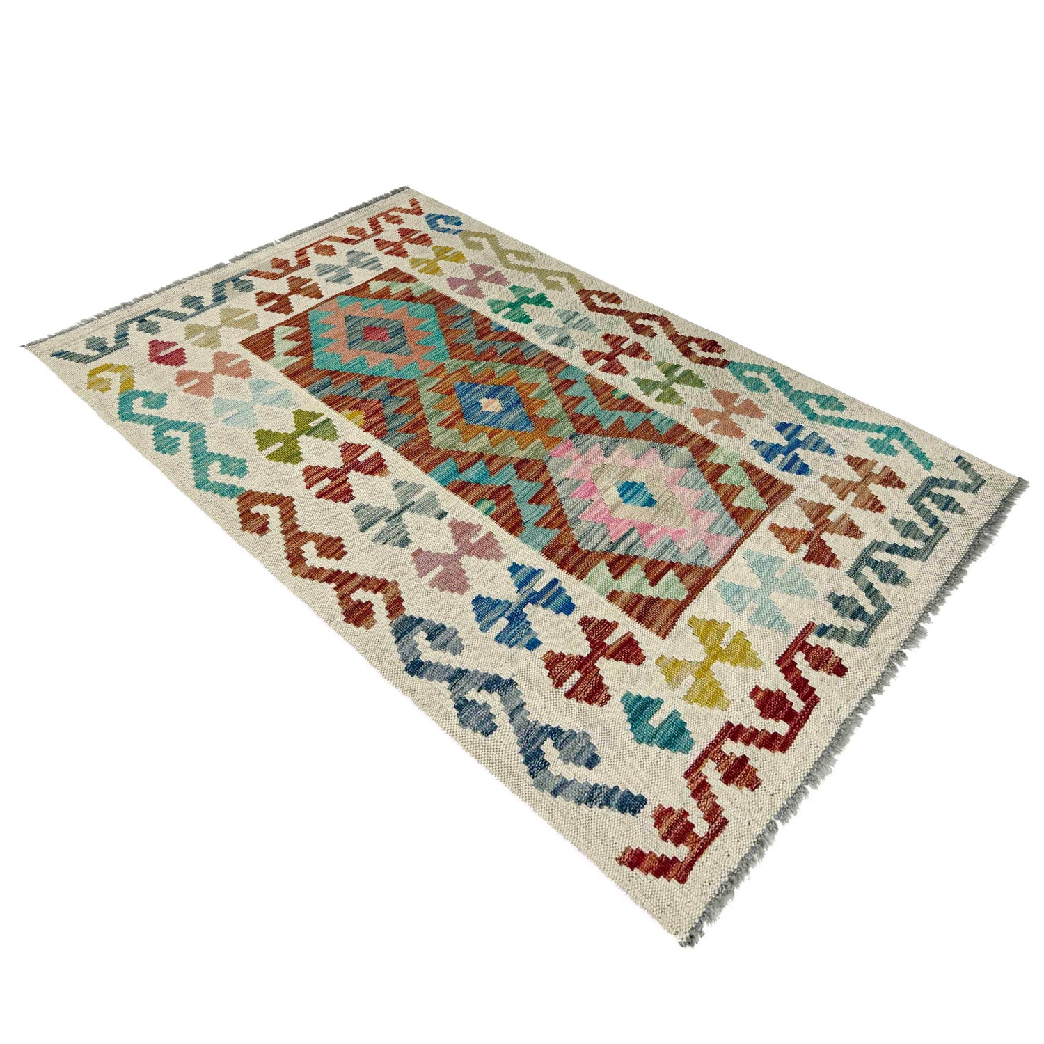 Handmade Multi Kilim Geometric 2x4 ft