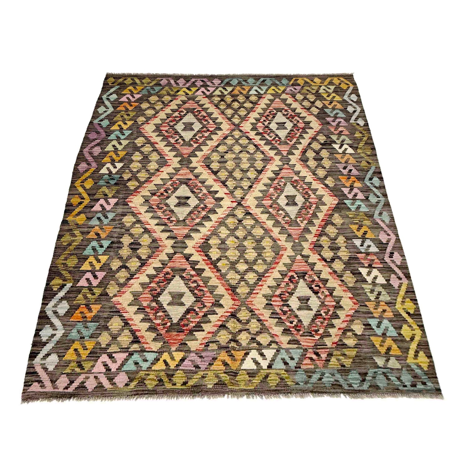 Handmade Multi Kilim Geometric 4x7 ft