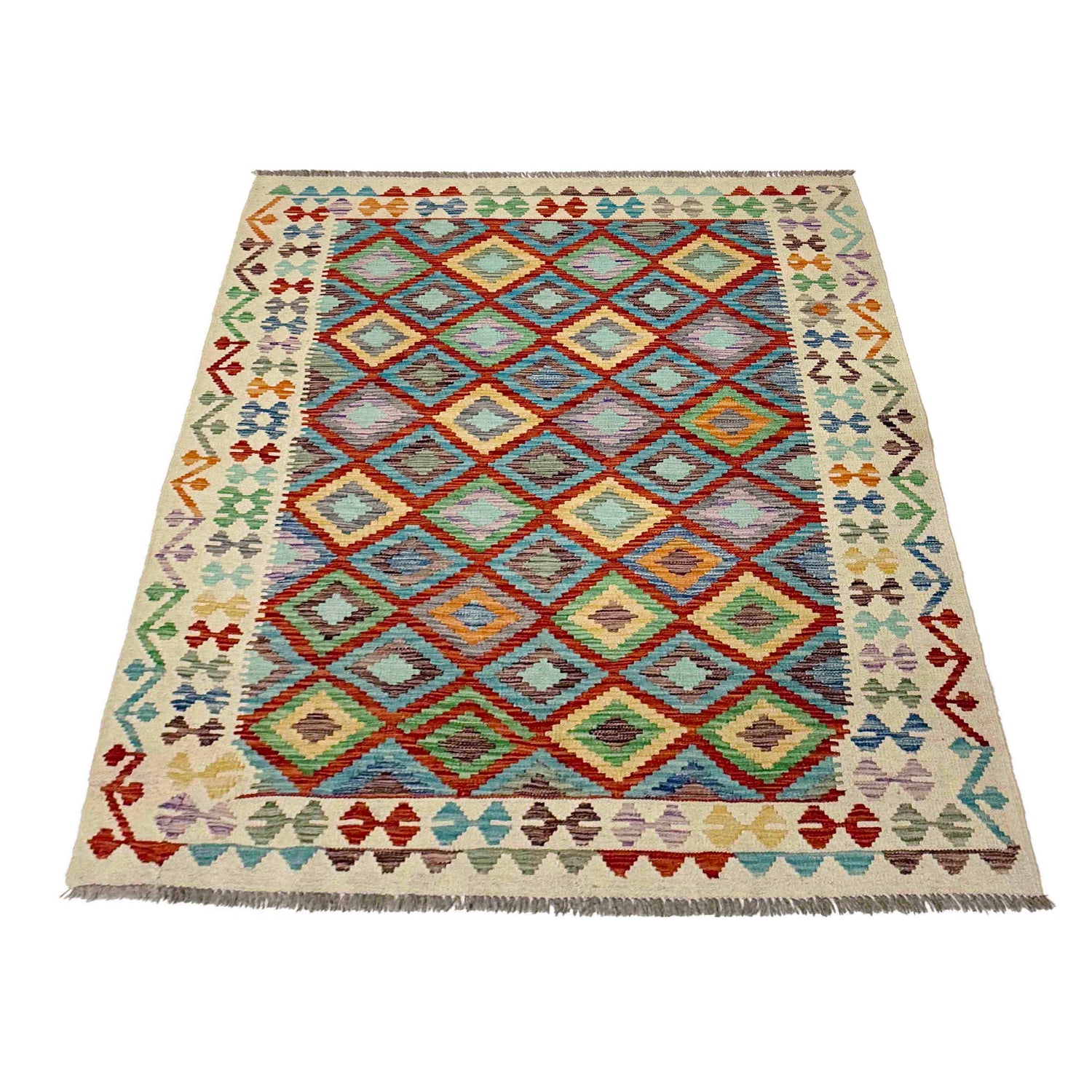 Handmade Multi Kilim Geometric 4x7 ft