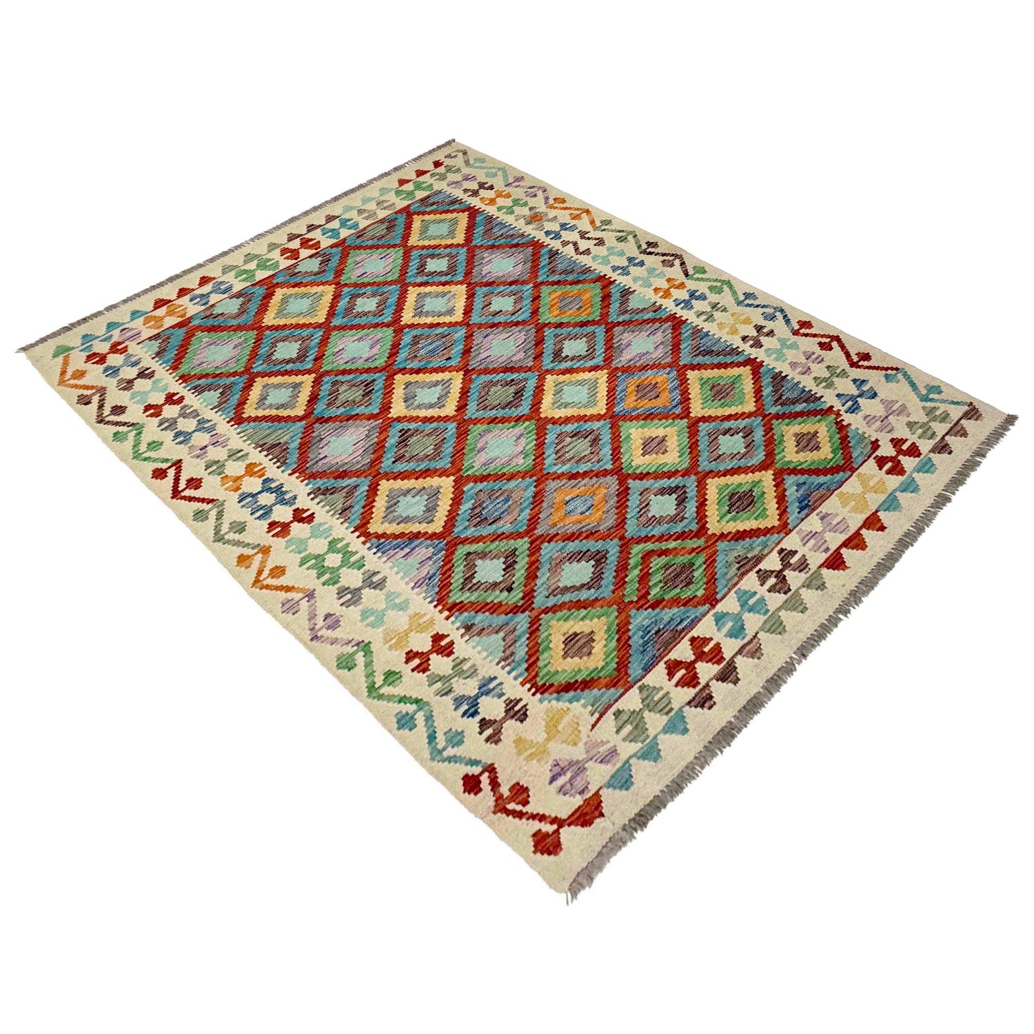 Handmade Multi Kilim Geometric 4x7 ft