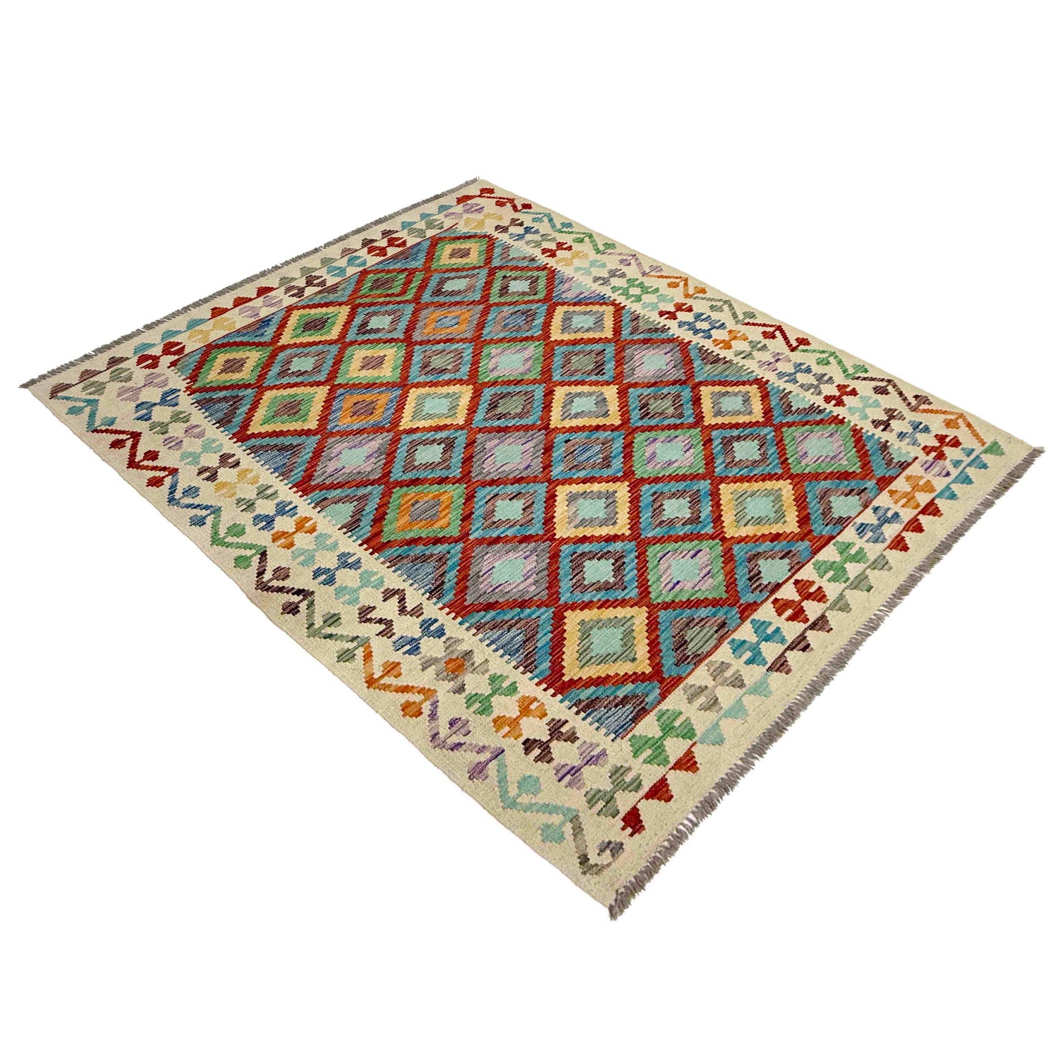 Handmade Multi Kilim Geometric 4x7 ft