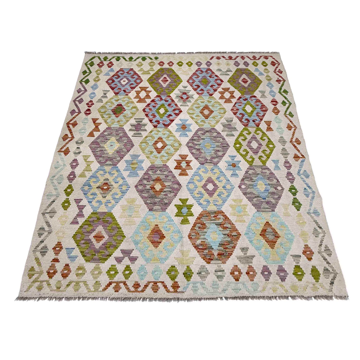 Handmade Multi Kilim Geometric 4x7 ft
