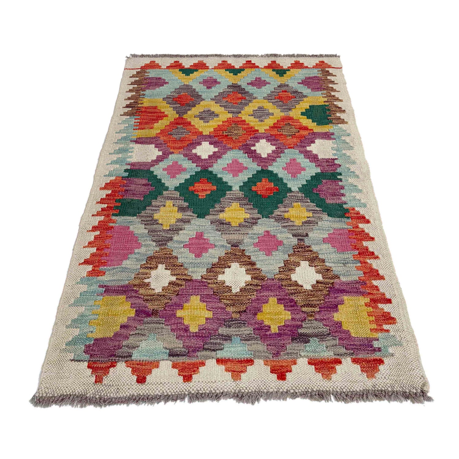 Handmade Multi Kilim Geometric 2x4 ft